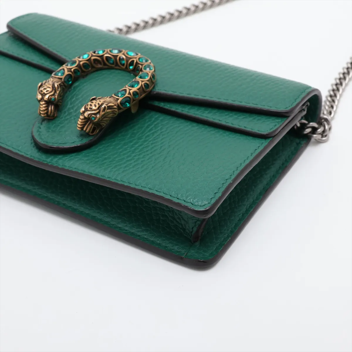 Dionysus Leather Chain Shoulder Bag, Green, 476432 — view 3