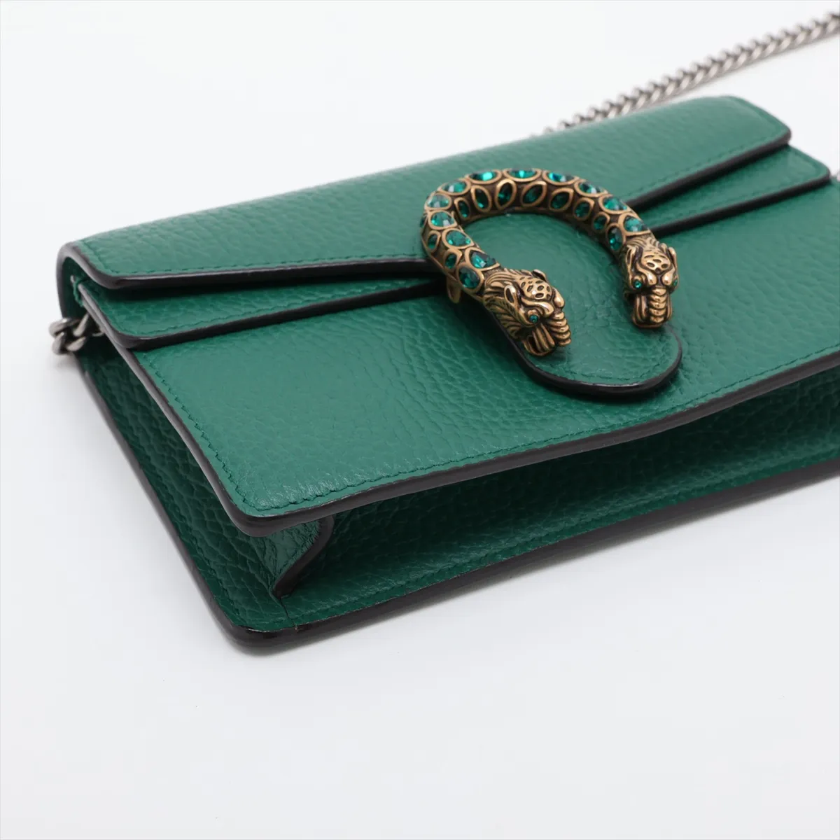 Dionysus Leather Chain Shoulder Bag, Green, 476432 — view 4