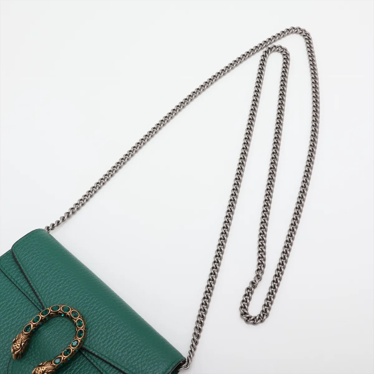 Dionysus Leather Chain Shoulder Bag, Green, 476432 — view 5