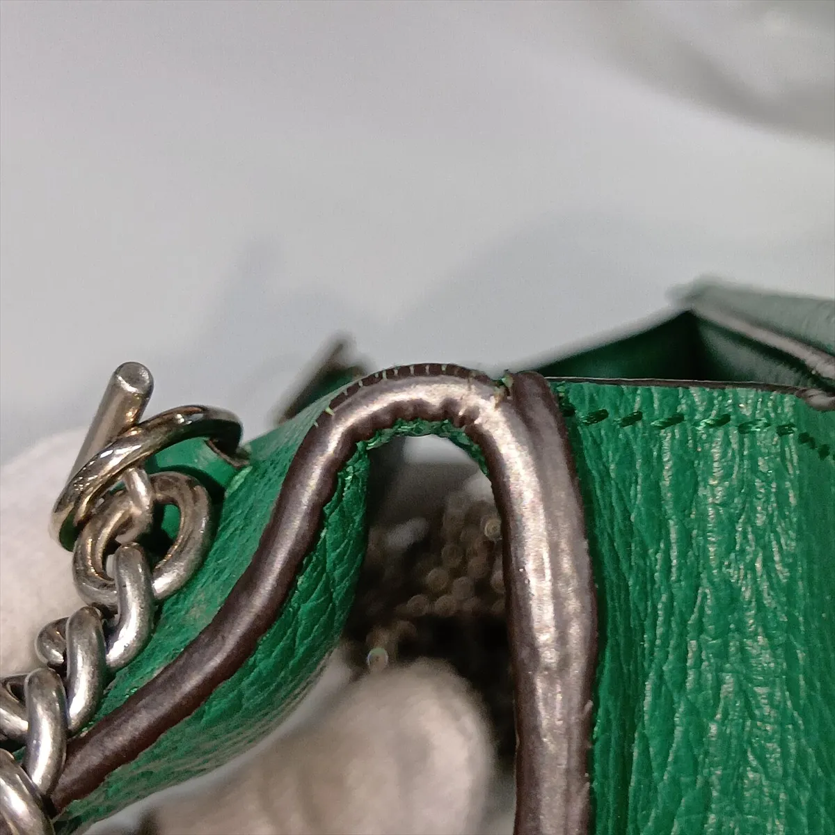 Dionysus Leather Chain Shoulder Bag, Green, 476432 — view 10