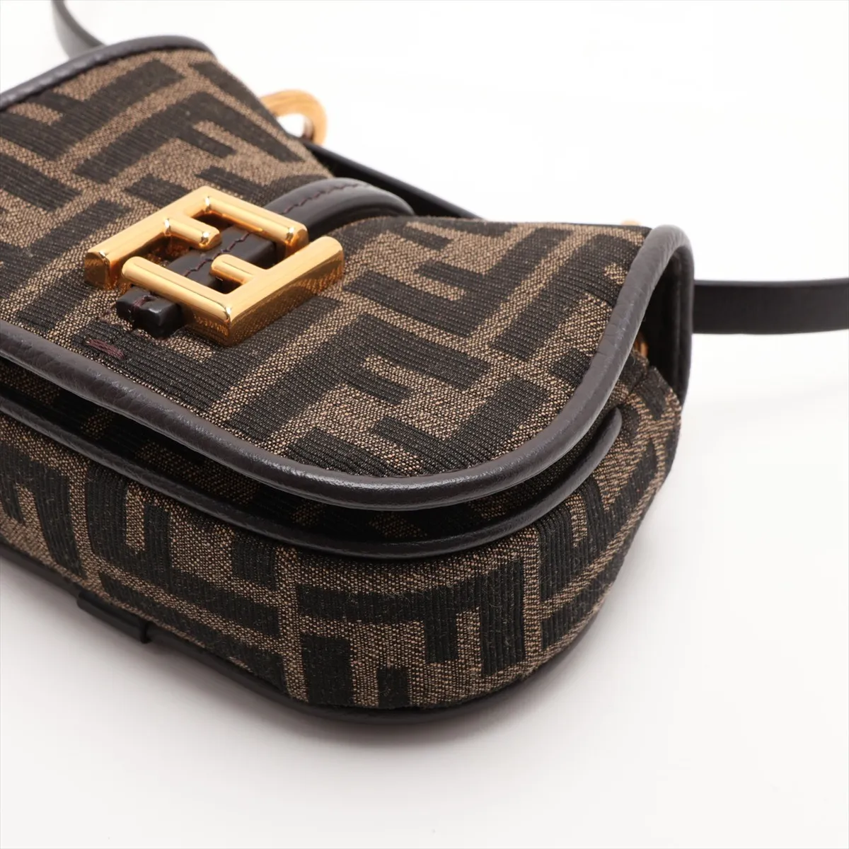 Zucca Camon Nano 7AS219 Canvas x Leather Shoulder Bag Brown — view 3