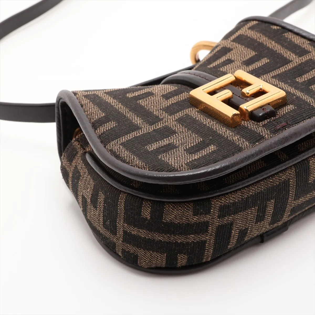 Zucca Camon Nano 7AS219 Canvas x Leather Shoulder Bag Brown — view 4