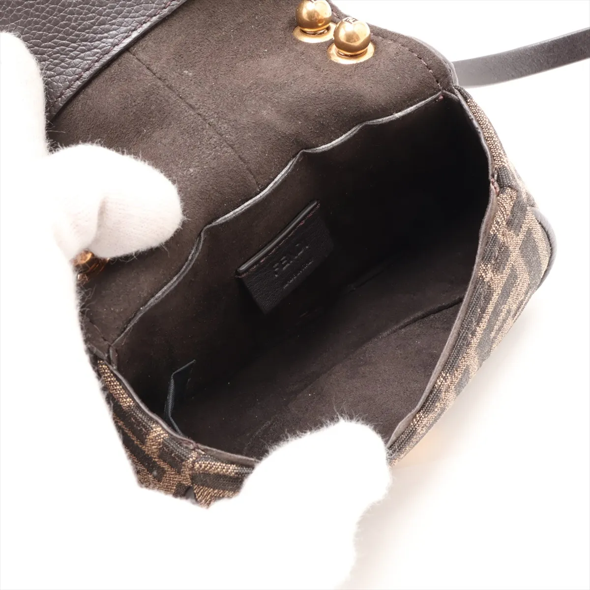 Zucca Camon Nano 7AS219 Canvas x Leather Shoulder Bag Brown — view 6