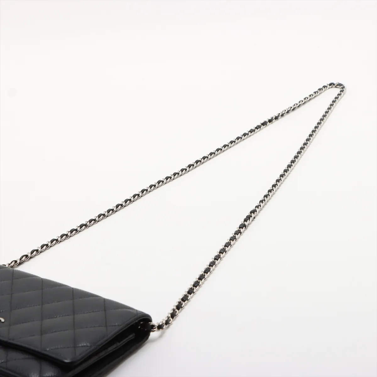 Matelassé Caviar Skin Chain Wallet, Black with Silver Hardware, 21744695, Serial Number 21 — view 5