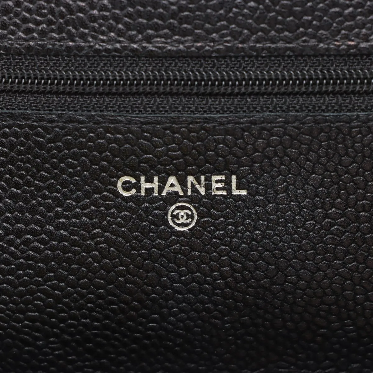 Matelassé Caviar Skin Chain Wallet, Black with Silver Hardware, 21744695, Serial Number 21 — view 10