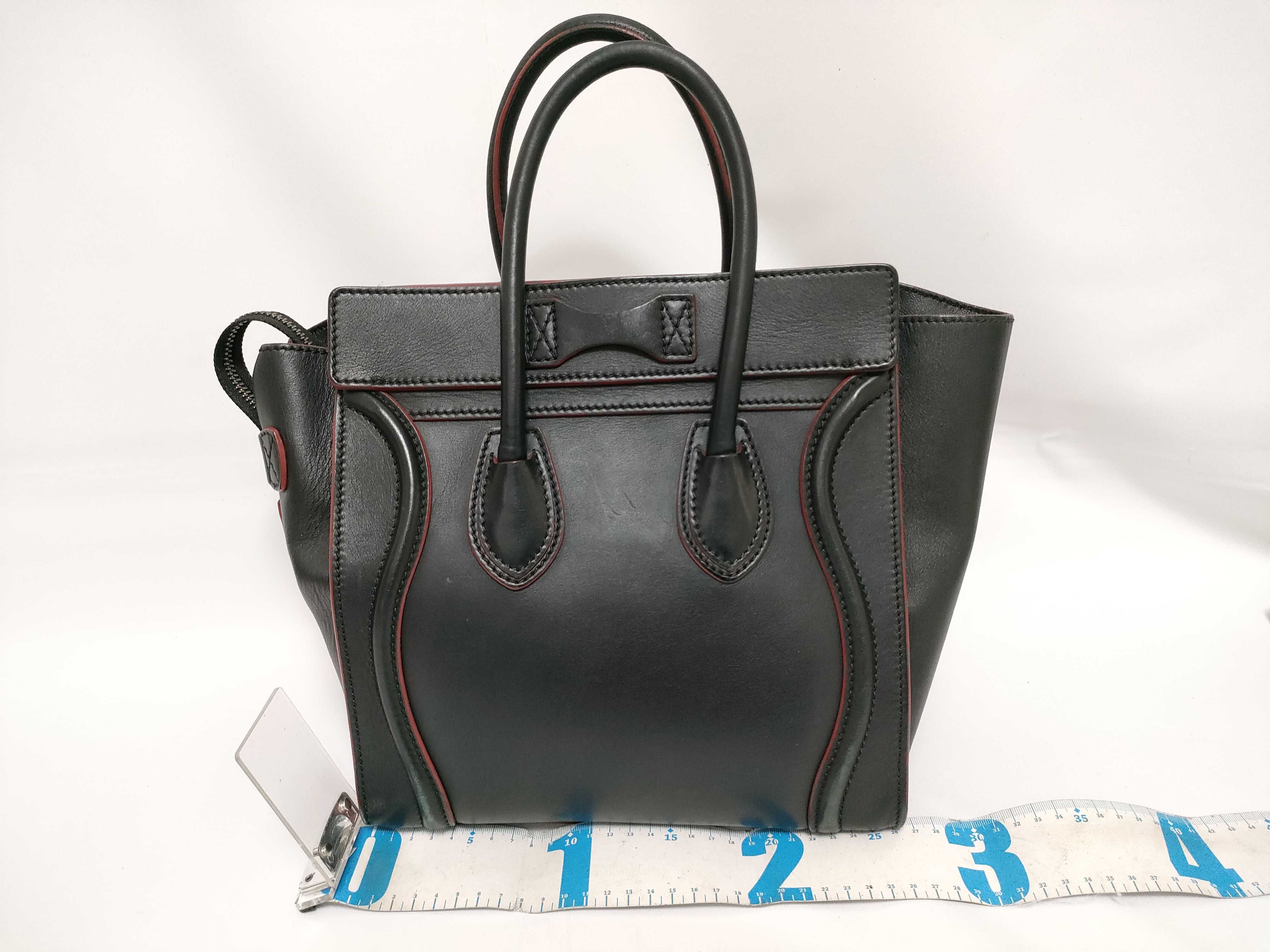 Luggage Medium Black x Red Leather Handbag — view 2