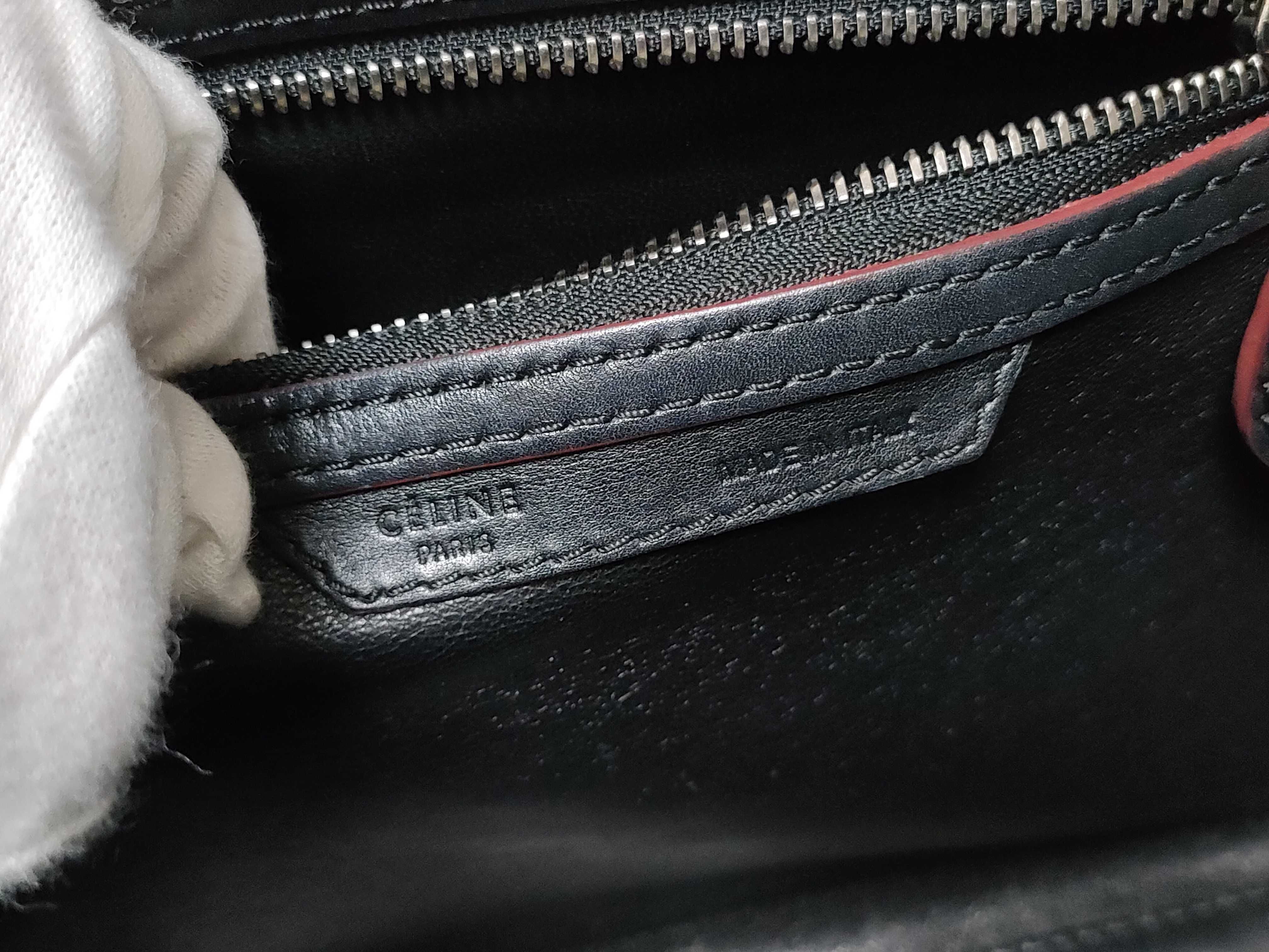 Luggage Medium Black x Red Leather Handbag — view 11