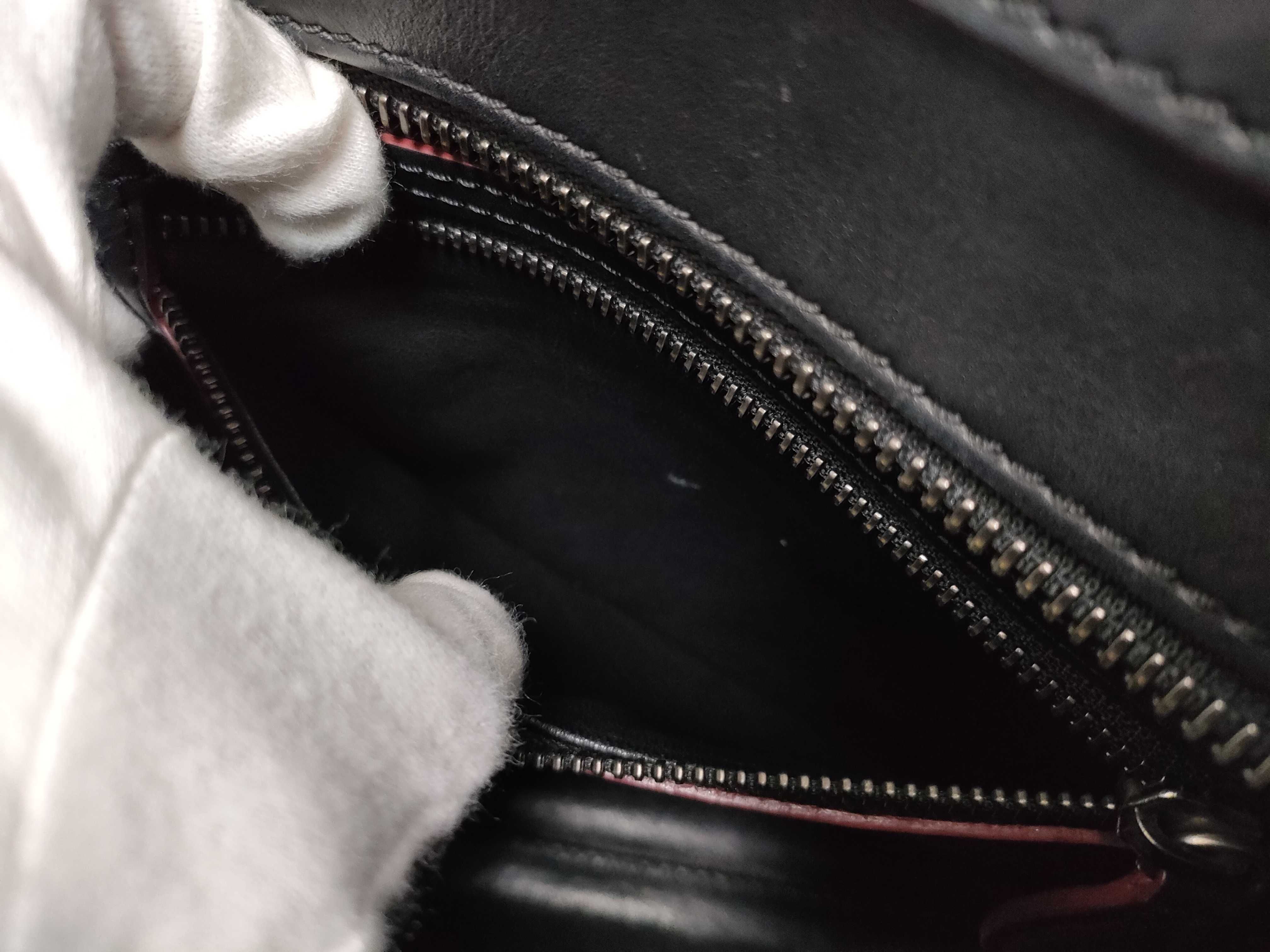 Luggage Medium Black x Red Leather Handbag — view 12
