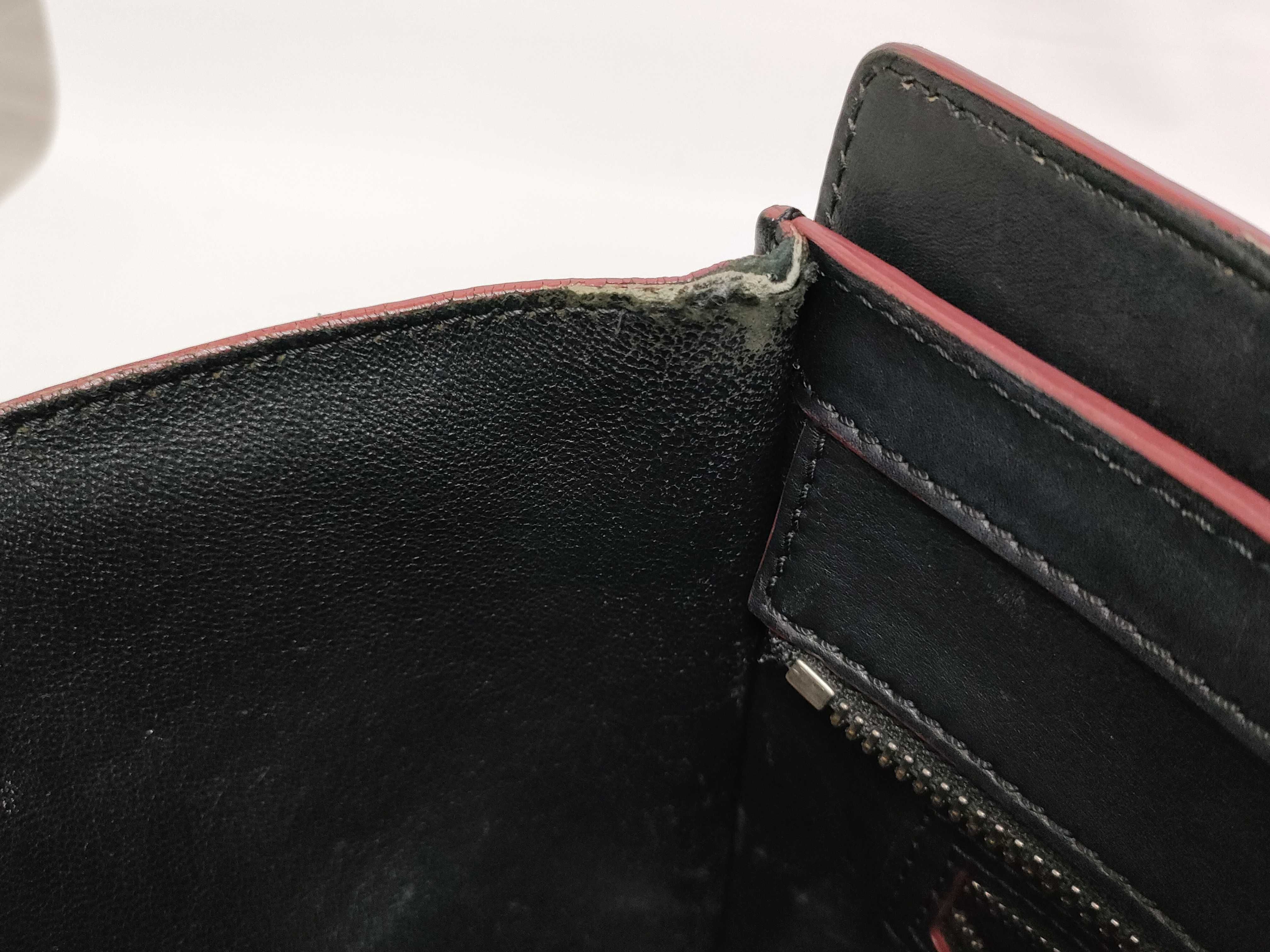 Luggage Medium Black x Red Leather Handbag — view 13