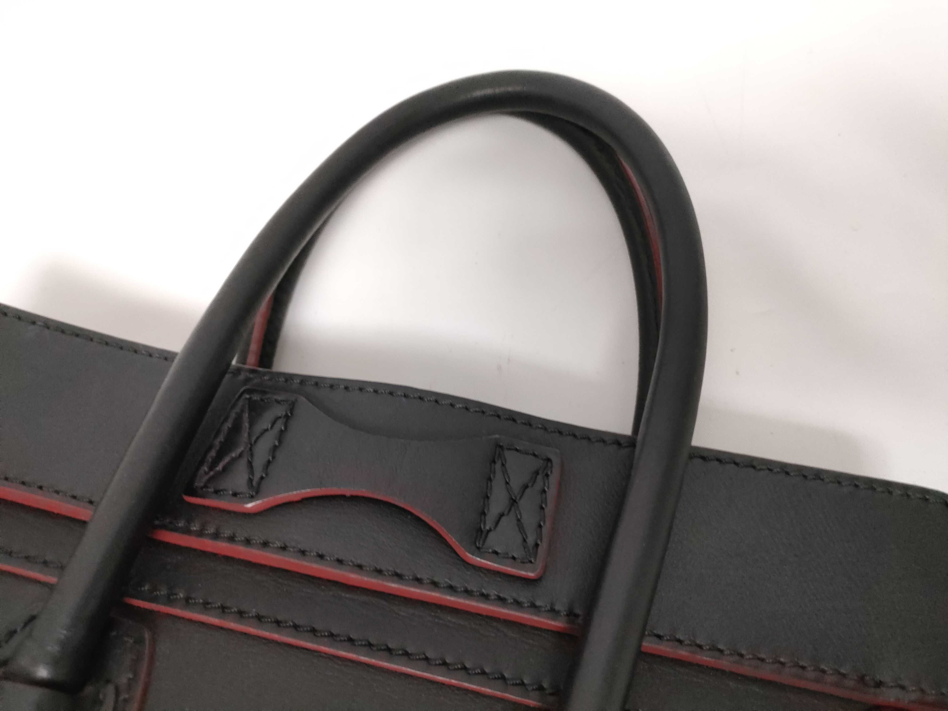 Luggage Medium Black x Red Leather Handbag — view 5