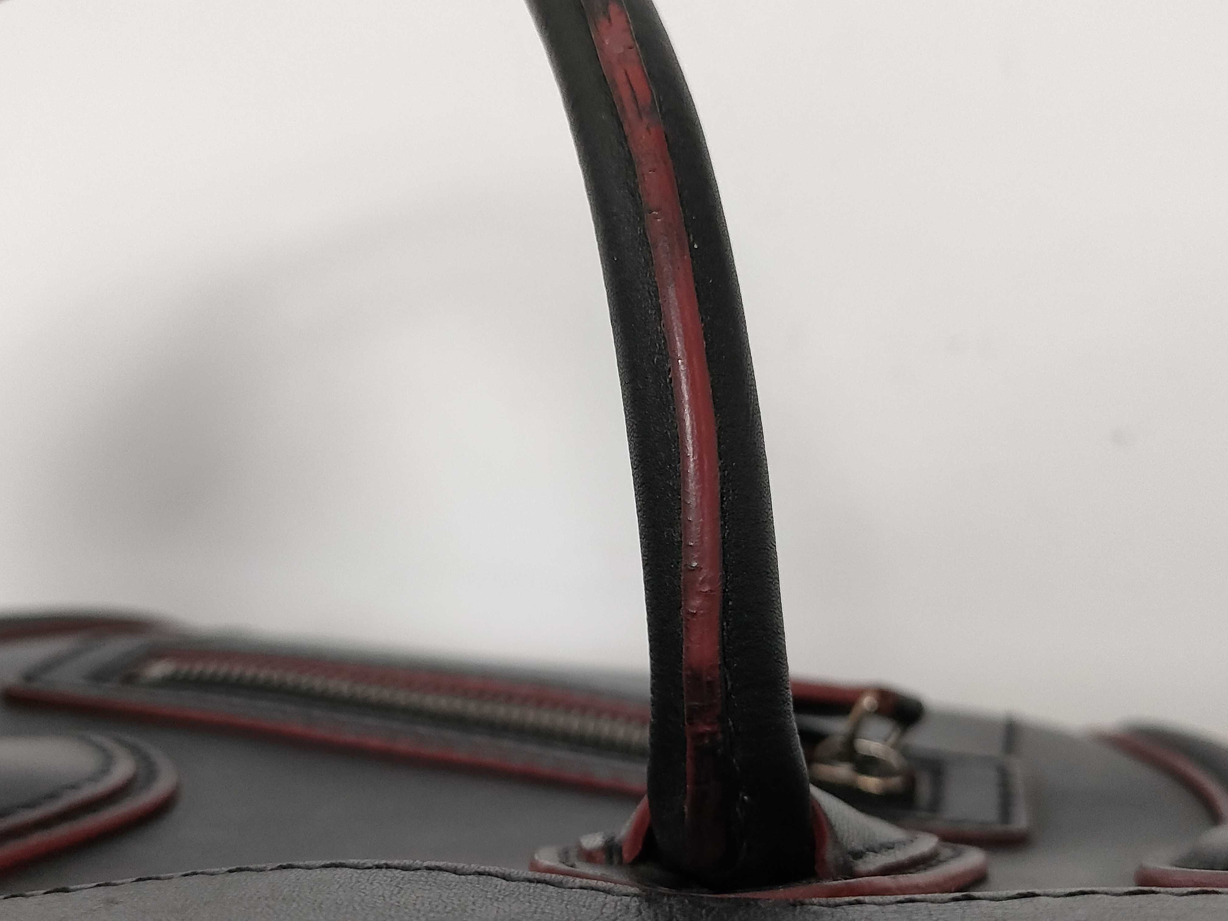 Luggage Medium Black x Red Leather Handbag — view 7