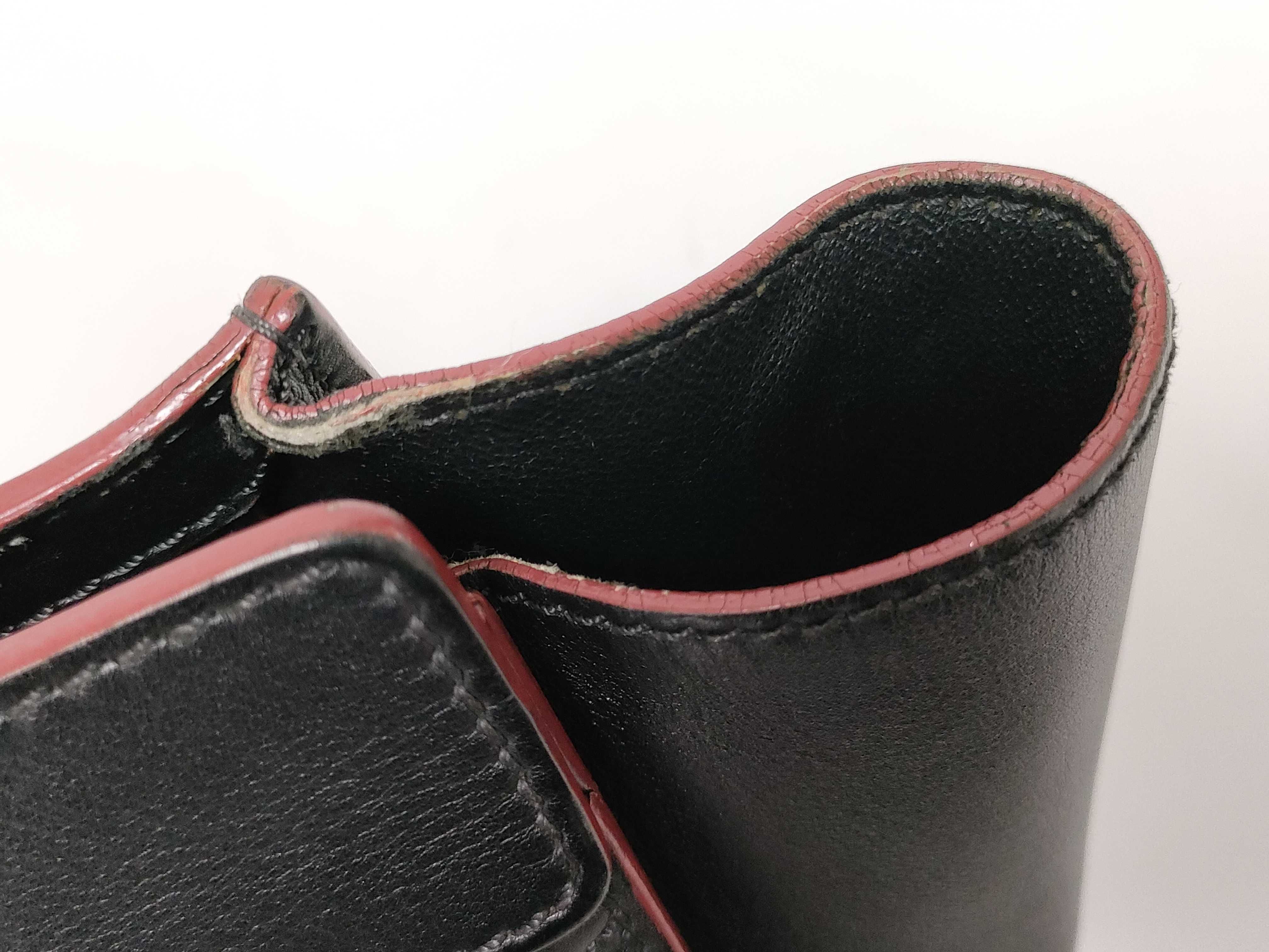 Luggage Medium Black x Red Leather Handbag — view 8