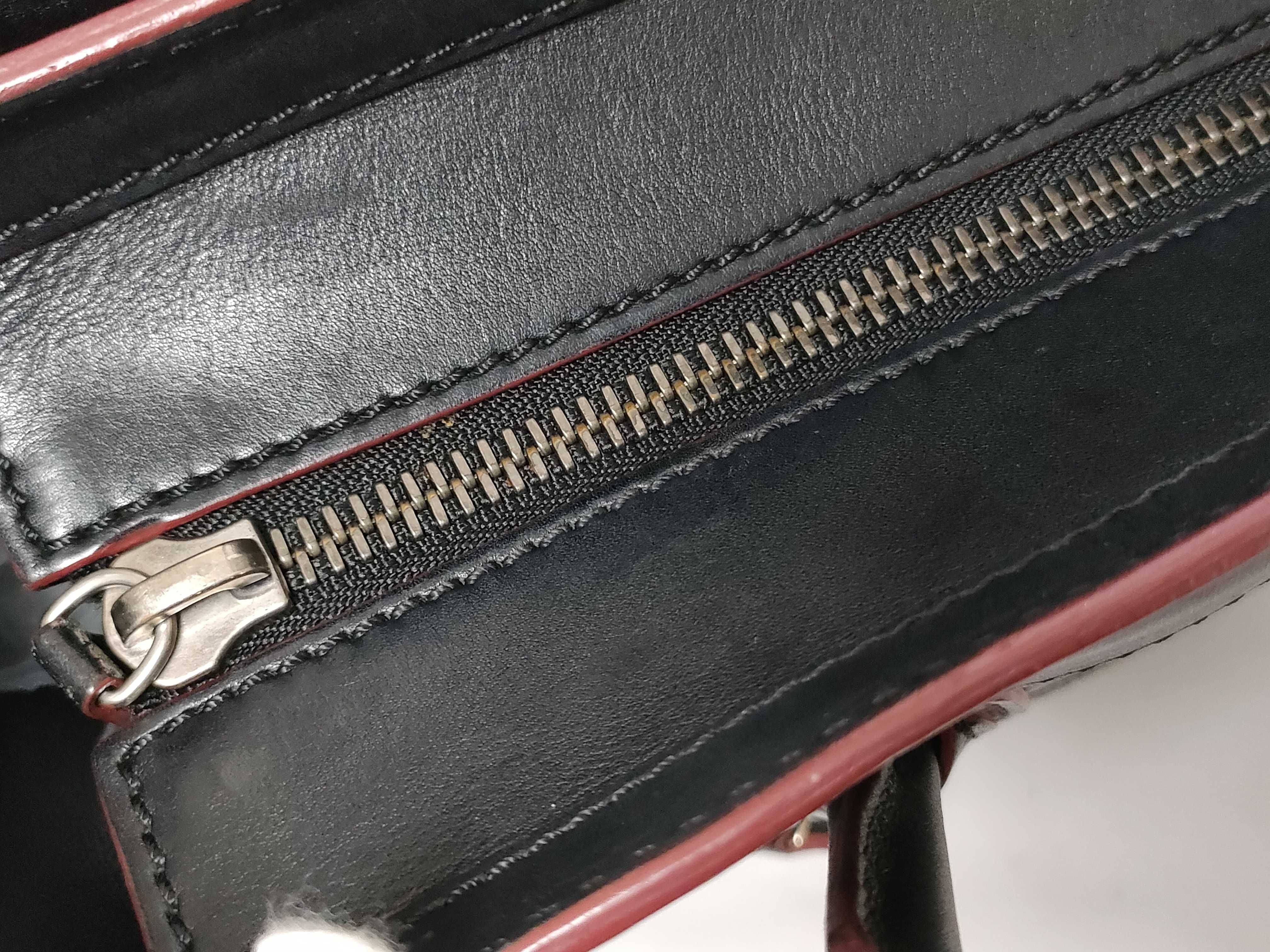 Luggage Medium Black x Red Leather Handbag — view 9
