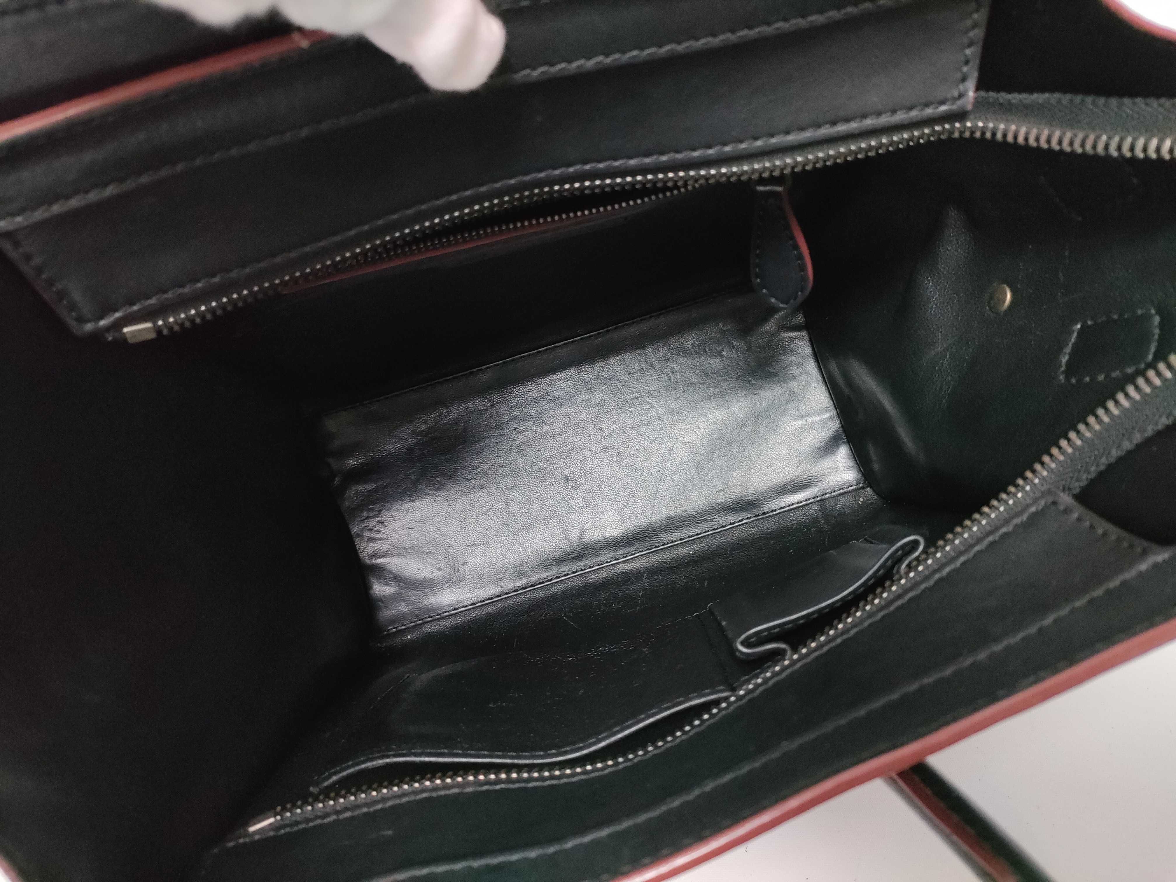 Luggage Medium Black x Red Leather Handbag — view 10