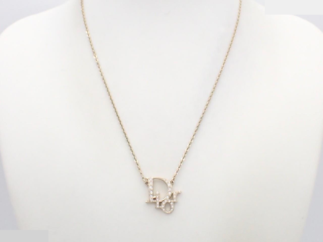 necklace, rhinestone, gold — view 3