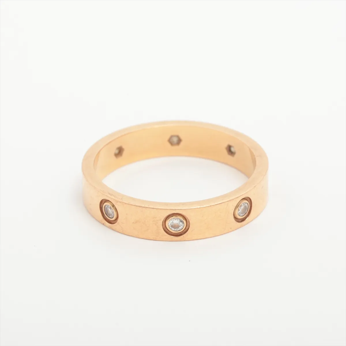Mini Love Full Diamond Ring, 750 (PG), 4.7g, Size 55, LHZ935, dents, motif distortion. — view 2