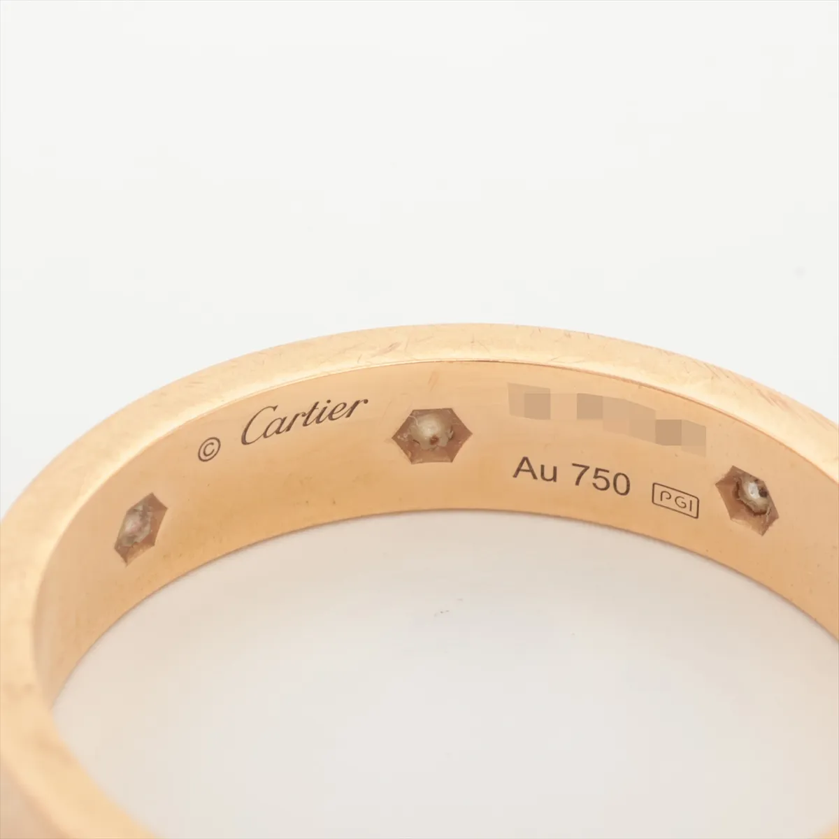 Mini Love Full Diamond Ring, 750 (PG), 4.7g, Size 55, LHZ935, dents, motif distortion. — view 3