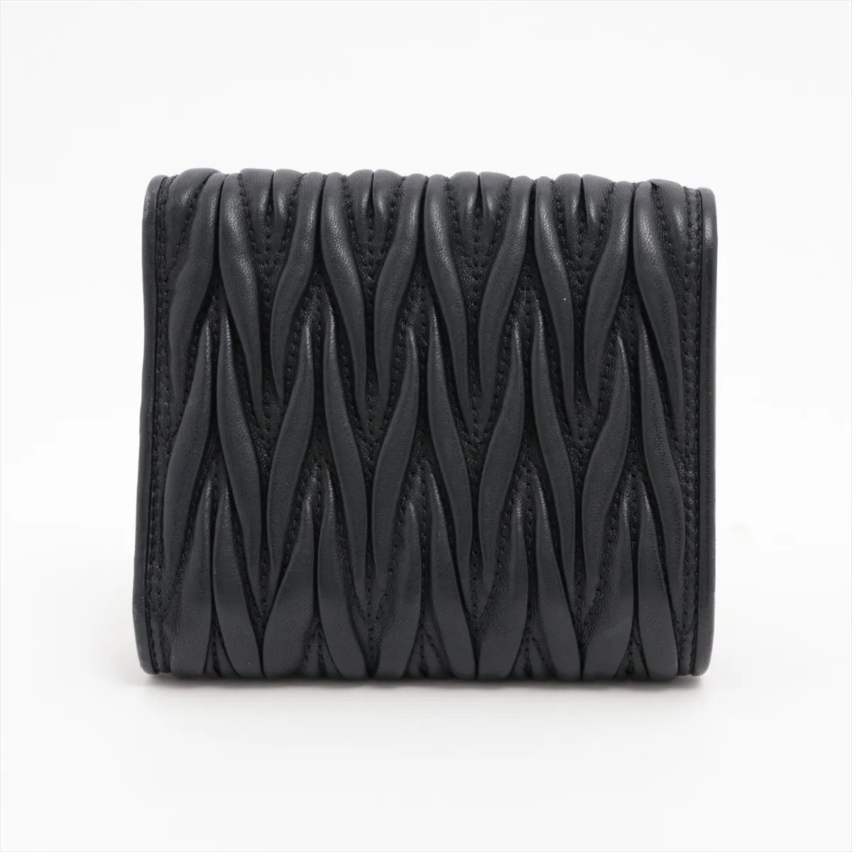 Matelasse Leather Compact Wallet Black — view 2