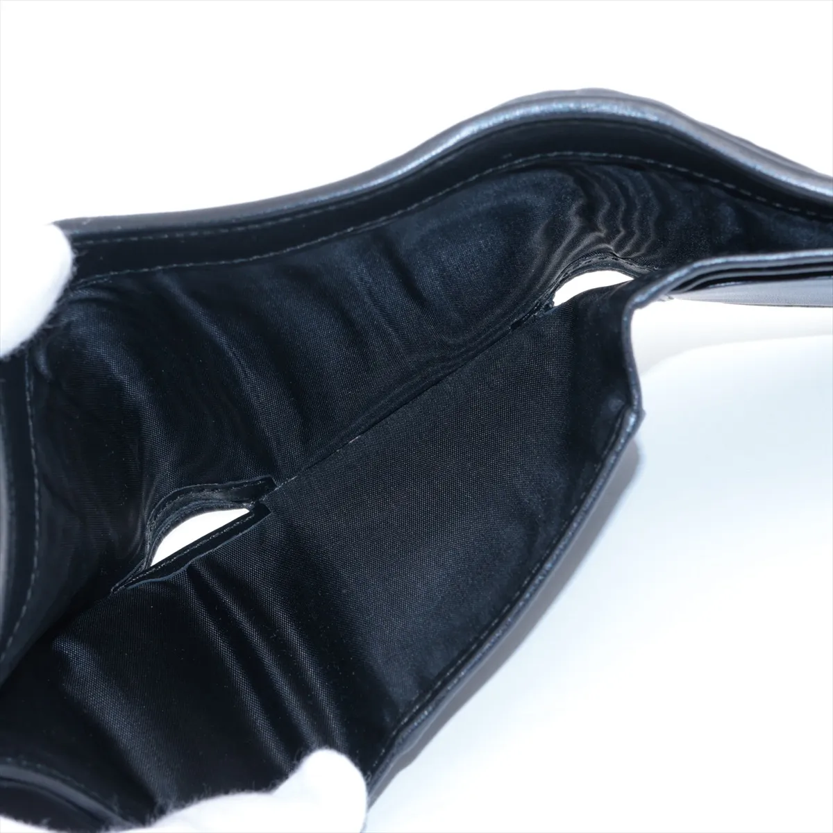 Matelasse Leather Compact Wallet Black — view 5