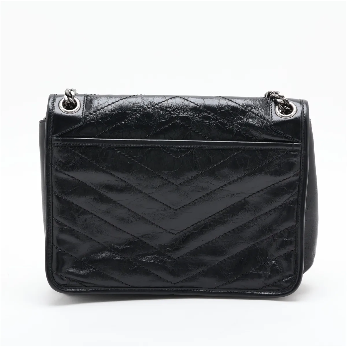 Niki 633158 Leather Chain Shoulder Bag, Black — view 2