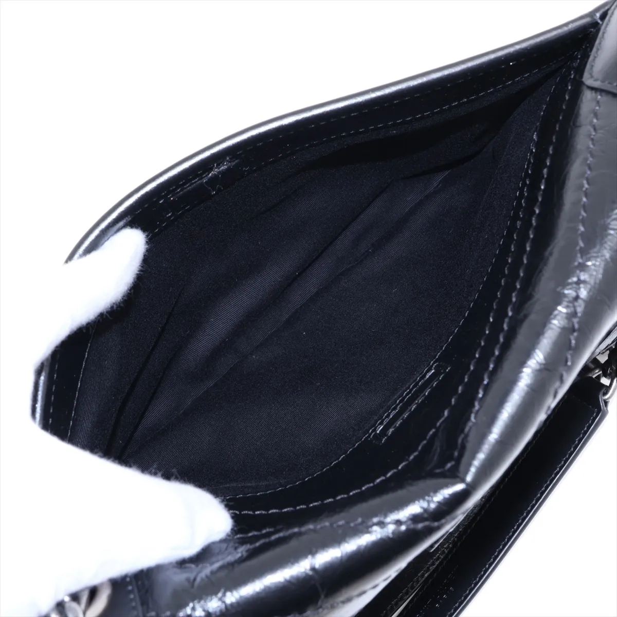 Niki 633158 Leather Chain Shoulder Bag, Black — view 11