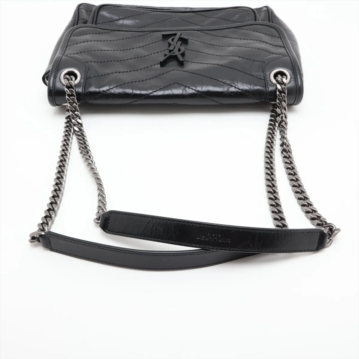 Niki 633158 Leather Chain Shoulder Bag, Black — view 5