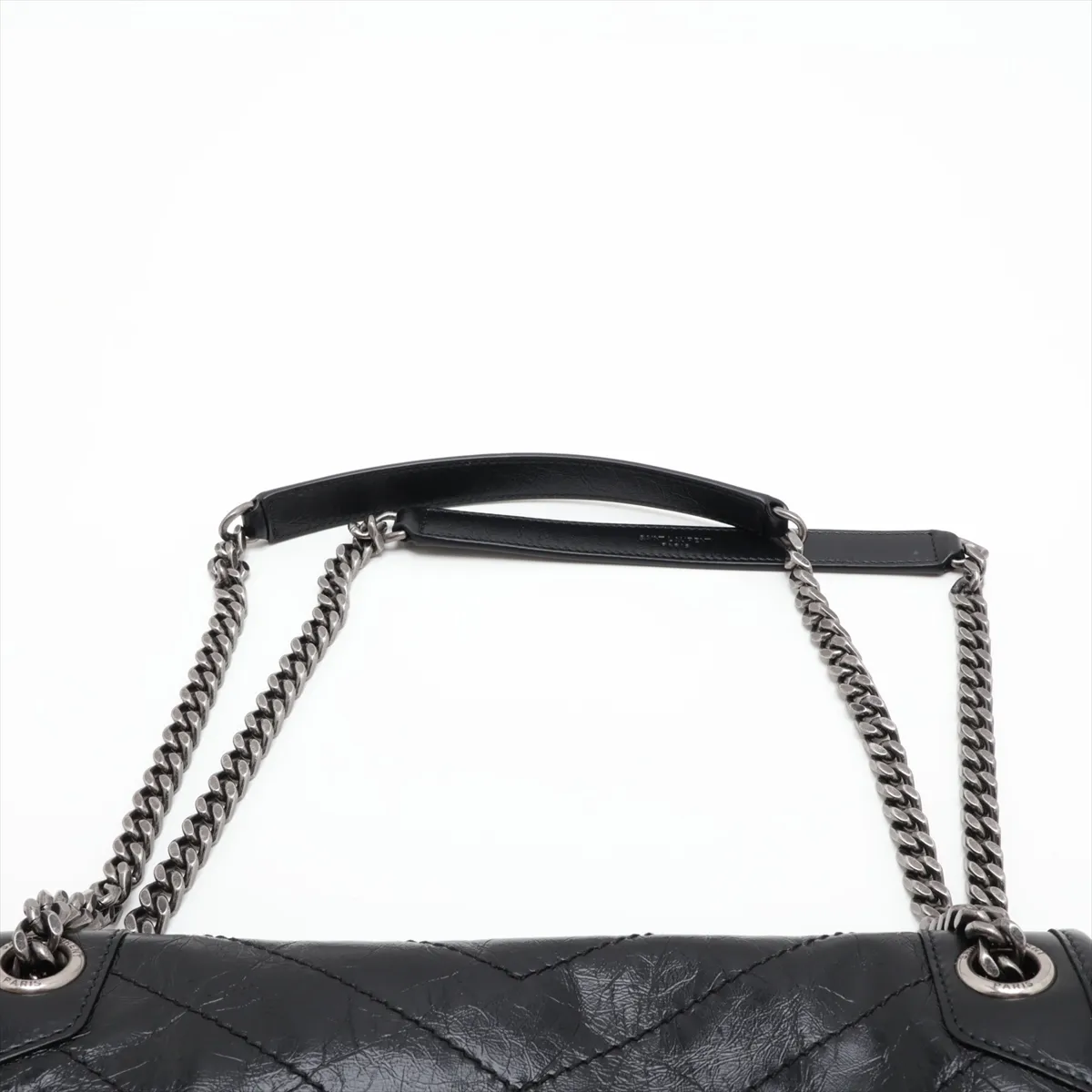 Niki 633158 Leather Chain Shoulder Bag, Black — view 6