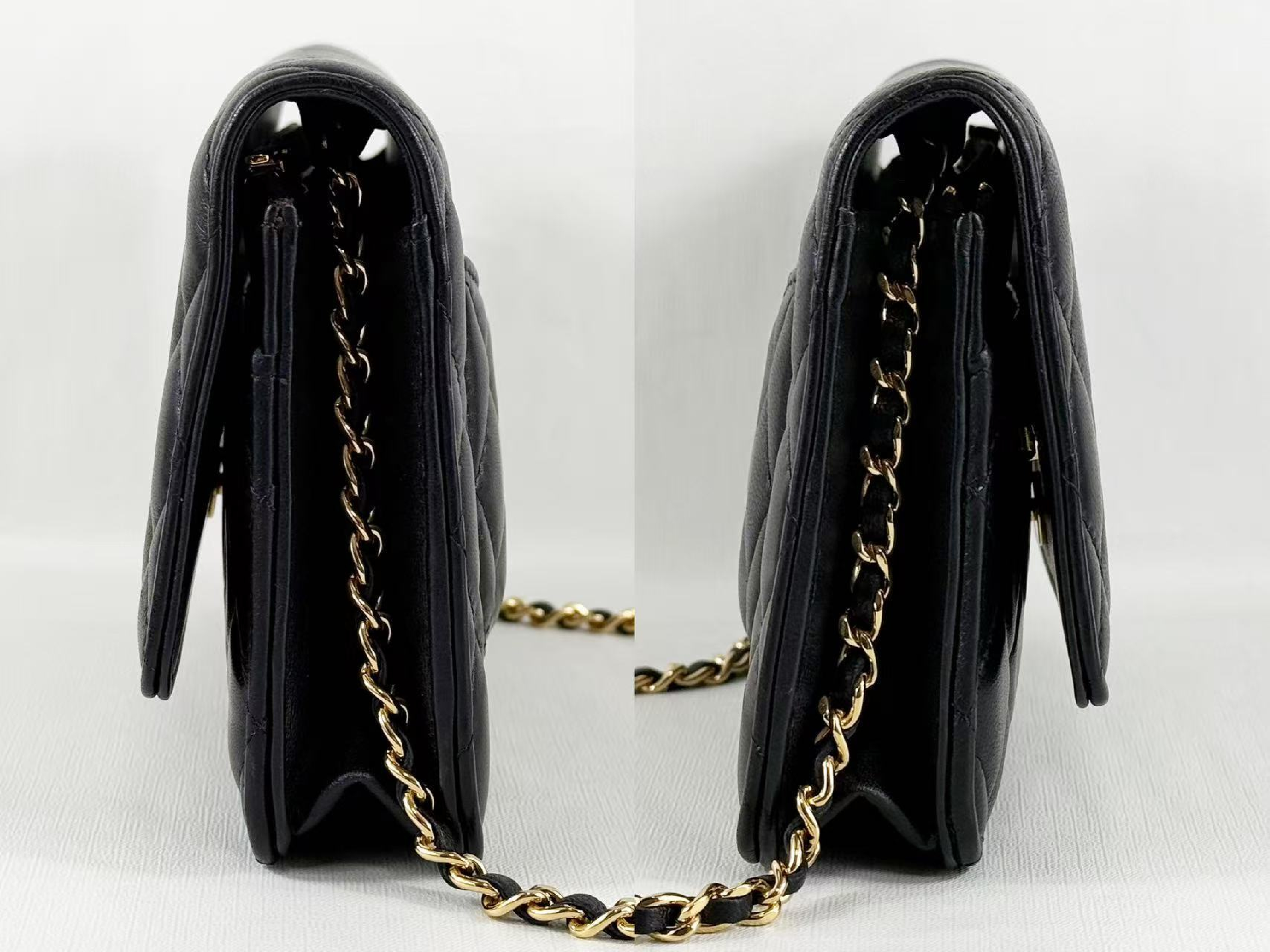 Black Lambskin Matelassé Shoulder Bag, New Hardware, WOC, Approx. 19cm W, Serial Number 29-series, with Dust Bag and Seal, Gold Hardware, 29361294 — view 13