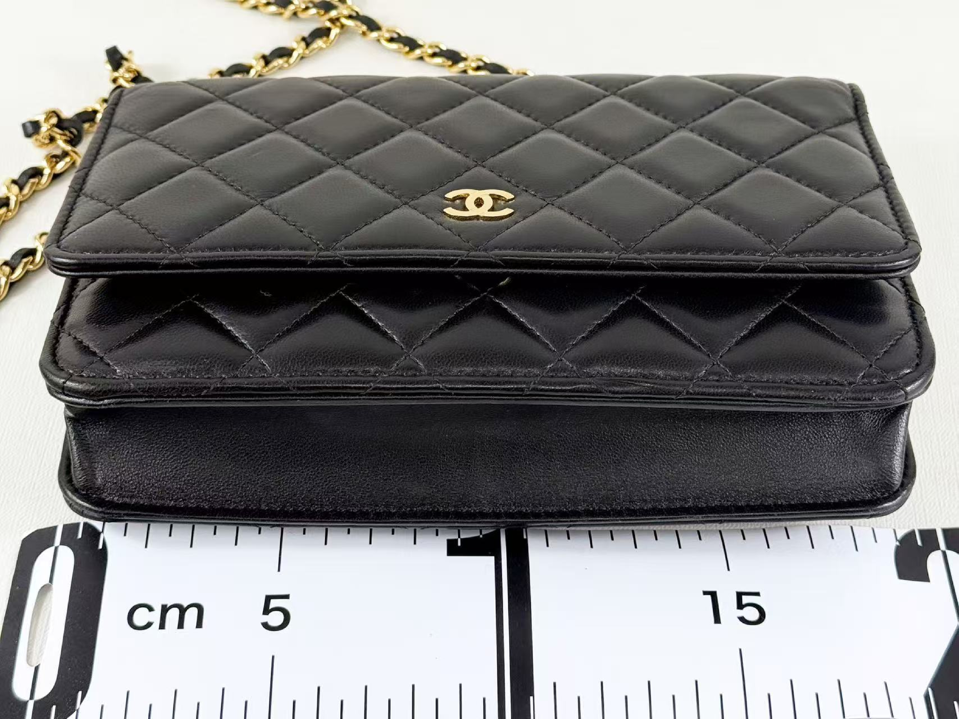 Black Lambskin Matelassé Shoulder Bag, New Hardware, WOC, Approx. 19cm W, Serial Number 29-series, with Dust Bag and Seal, Gold Hardware, 29361294 — view 4