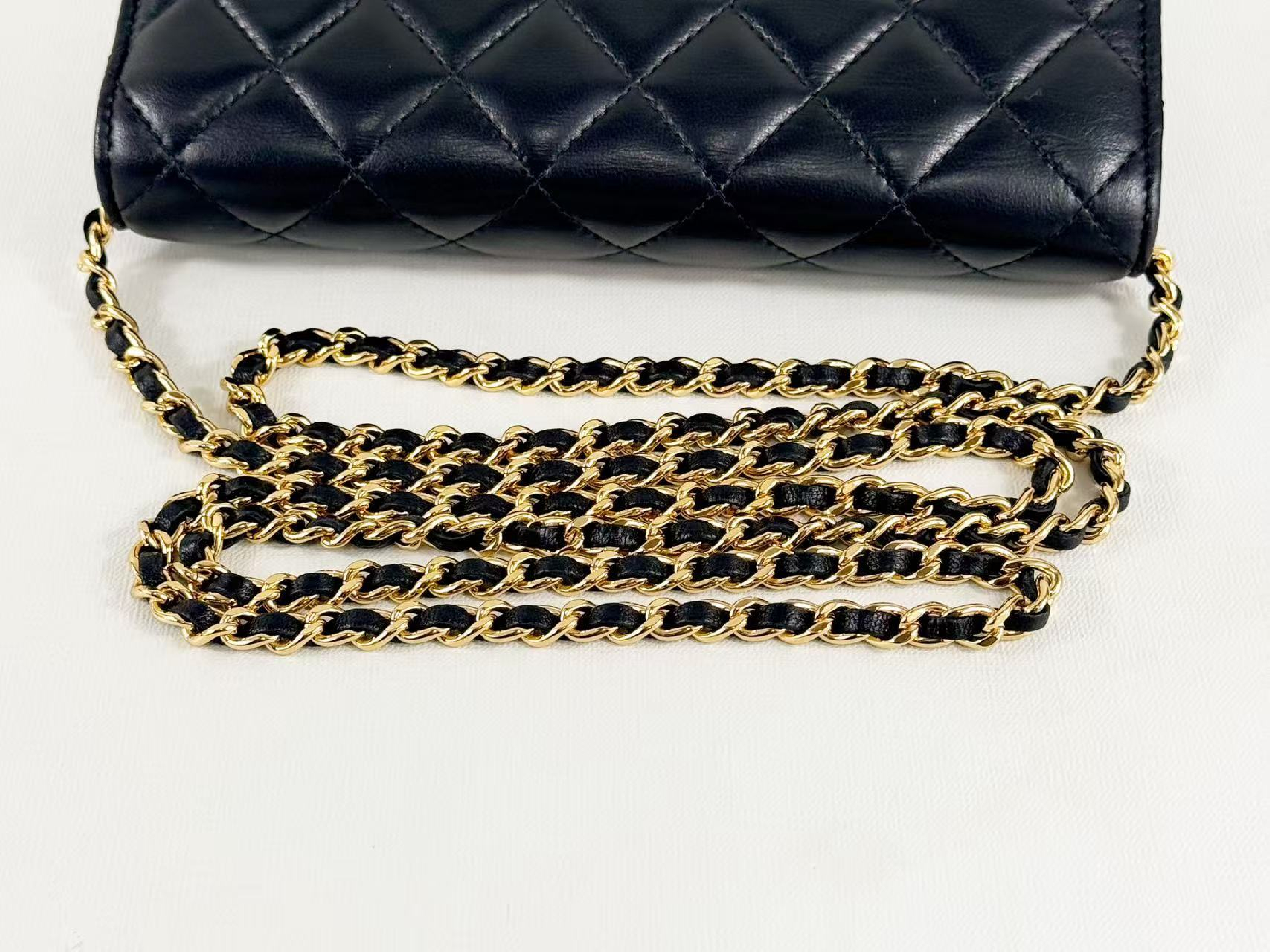 Black Lambskin Matelassé Shoulder Bag, New Hardware, WOC, Approx. 19cm W, Serial Number 29-series, with Dust Bag and Seal, Gold Hardware, 29361294 — view 8