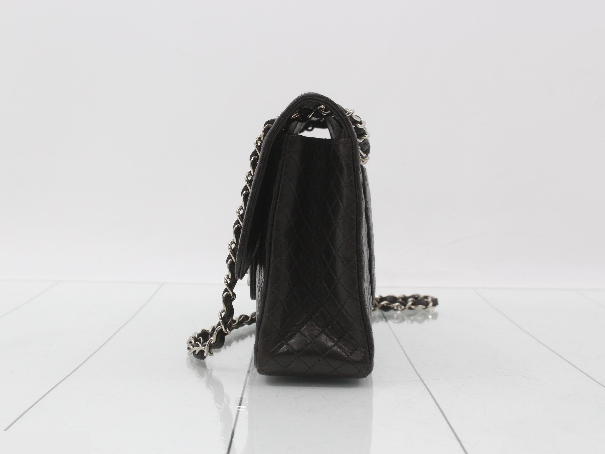 Micro Matelassé Double Chain Shoulder Bag, Lambskin, Black, Silver Hardware, Series 3, W25 — view 3