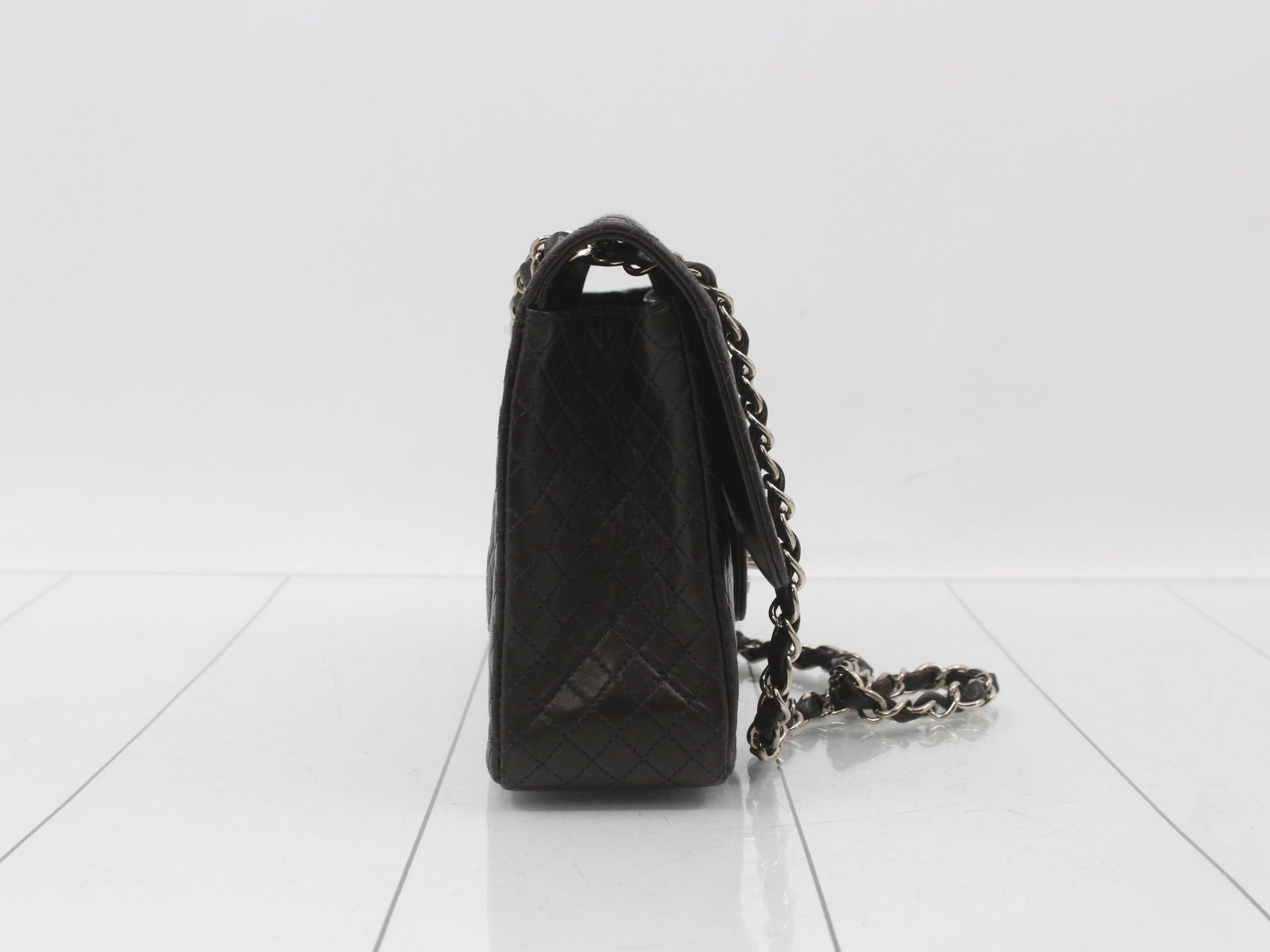Micro Matelassé Double Chain Shoulder Bag, Lambskin, Black, Silver Hardware, Series 3, W25 — view 4
