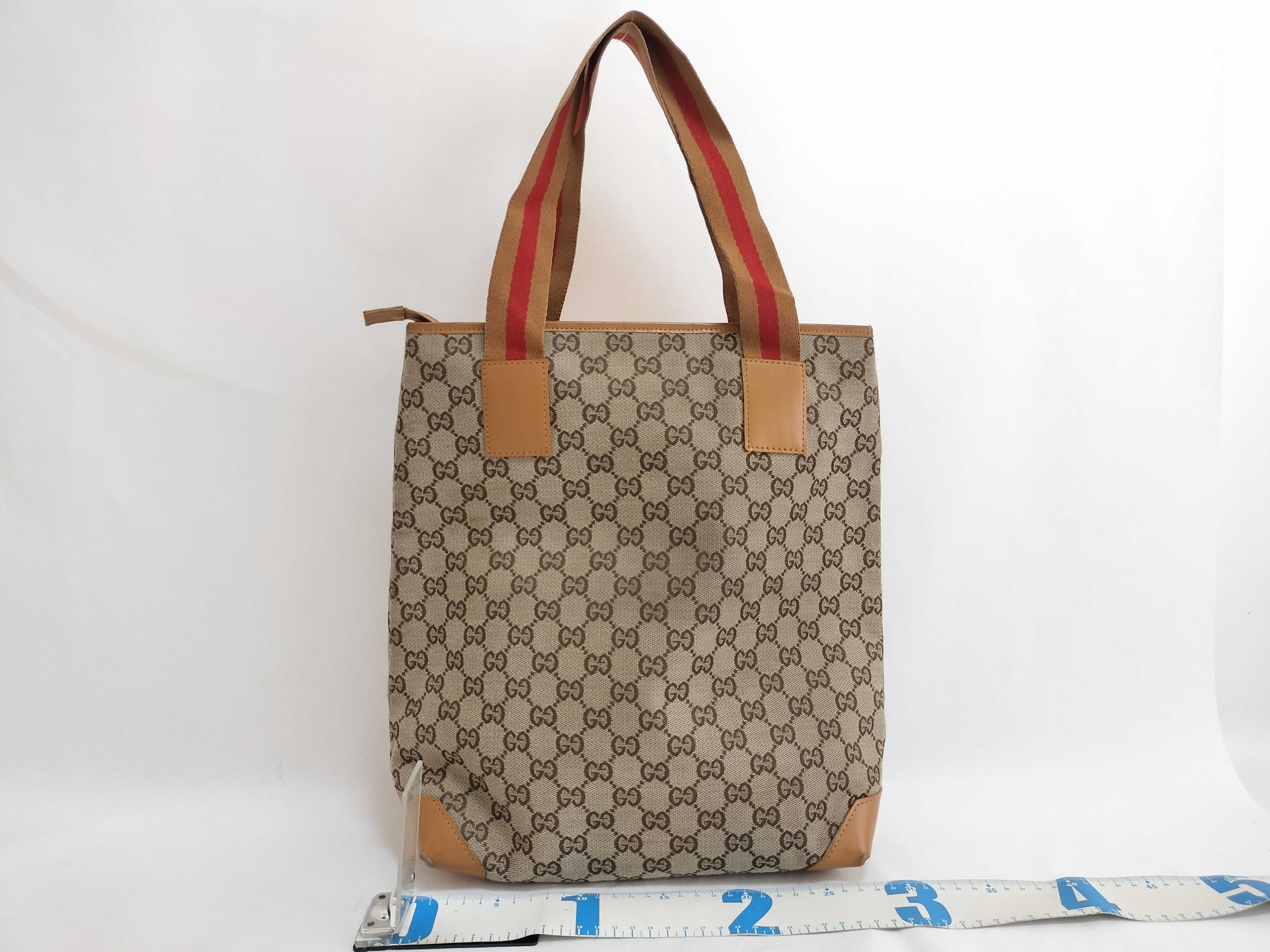 GG Canvas Tote Bag, GG Canvas Leather, Vertical, Sherry Line, Handbag, A4, Business Tote Bag — view 2