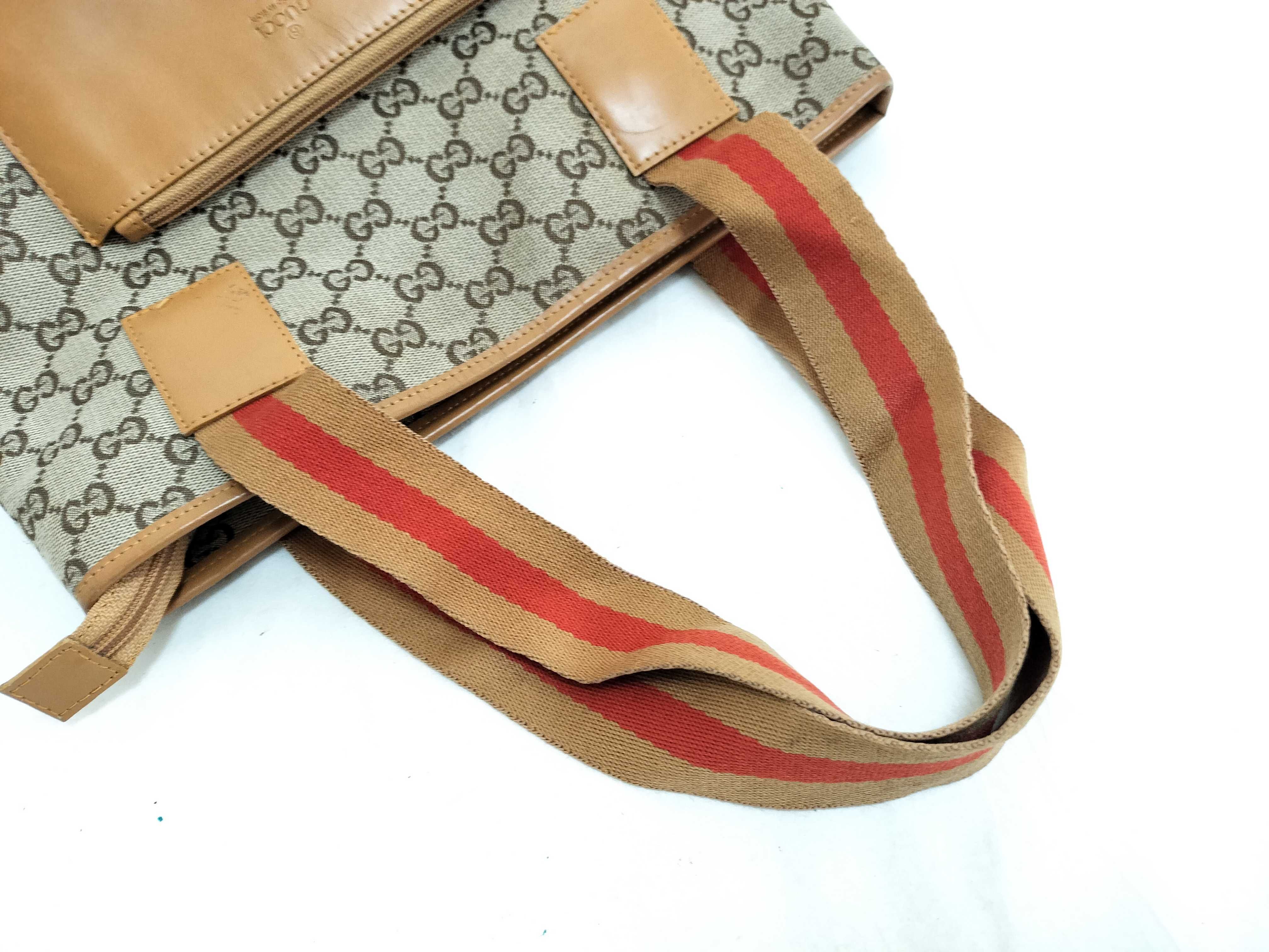 GG Canvas Tote Bag, GG Canvas Leather, Vertical, Sherry Line, Handbag, A4, Business Tote Bag — view 3