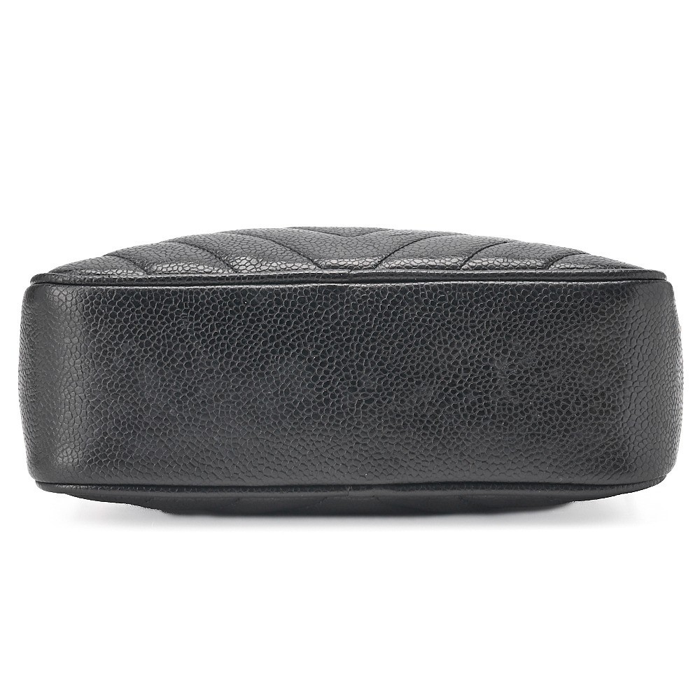 Caviar leather V-stitch ball charm shoulder bag, black — view 5