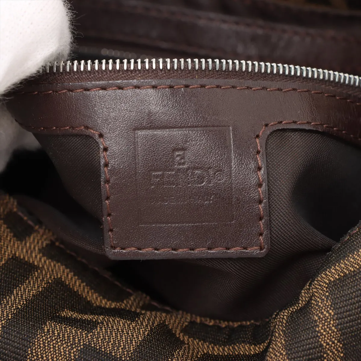 Zucca Mamma Bucket Canvas x Leather Shoulder Bag Brown — view 9