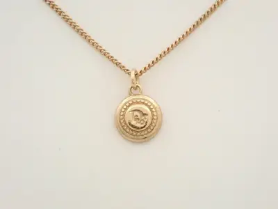 Circle logo necklace, gold color, chain approximately 44cm