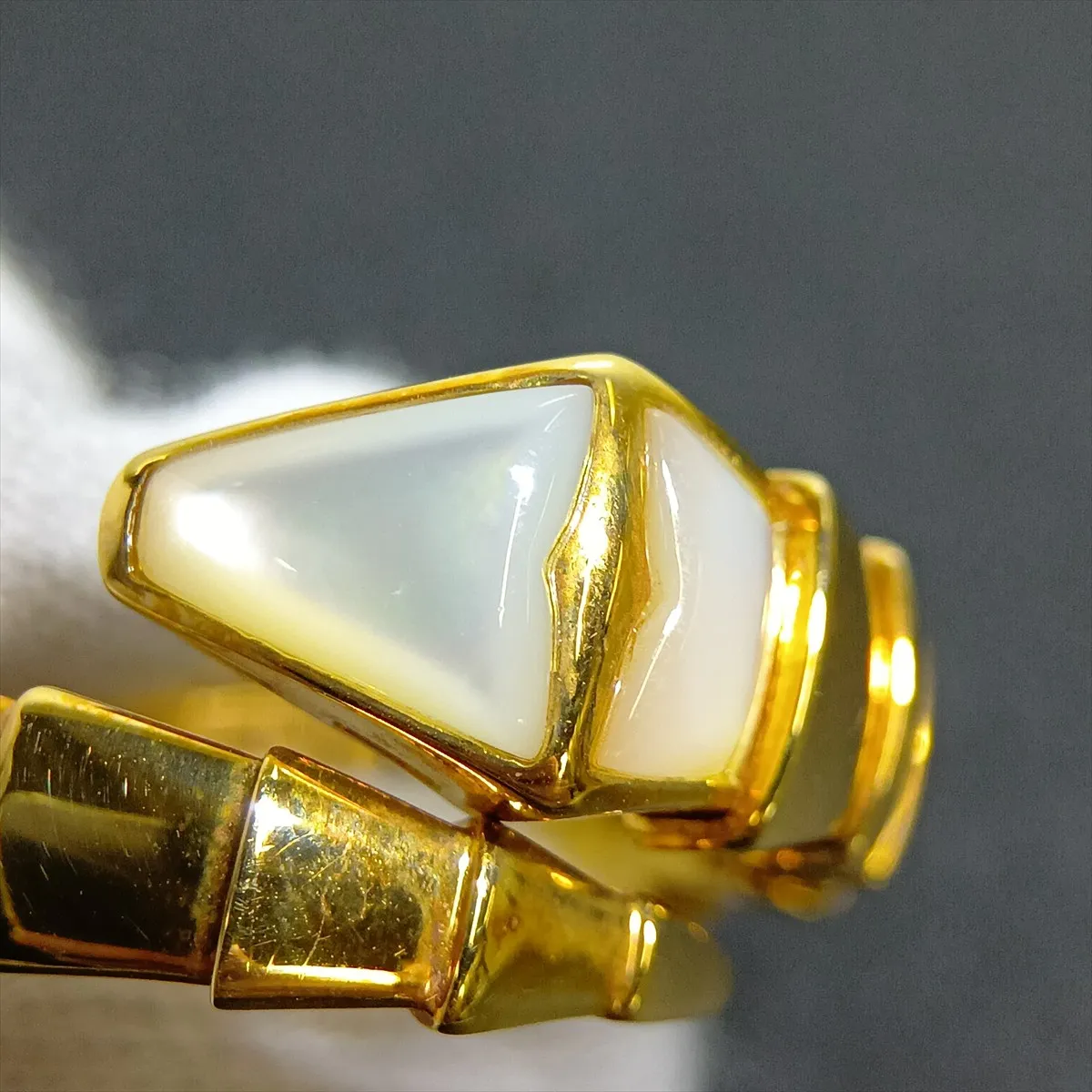 Serpenti Viper Shell Ring 750 (Yellow Gold) 10.6g XL C4C4RC (Shell has — view 6