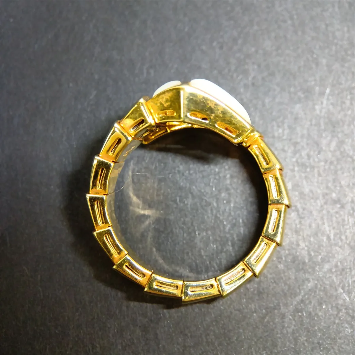 Serpenti Viper Shell Ring 750 (Yellow Gold) 10.6g XL C4C4RC (Shell has — view 7