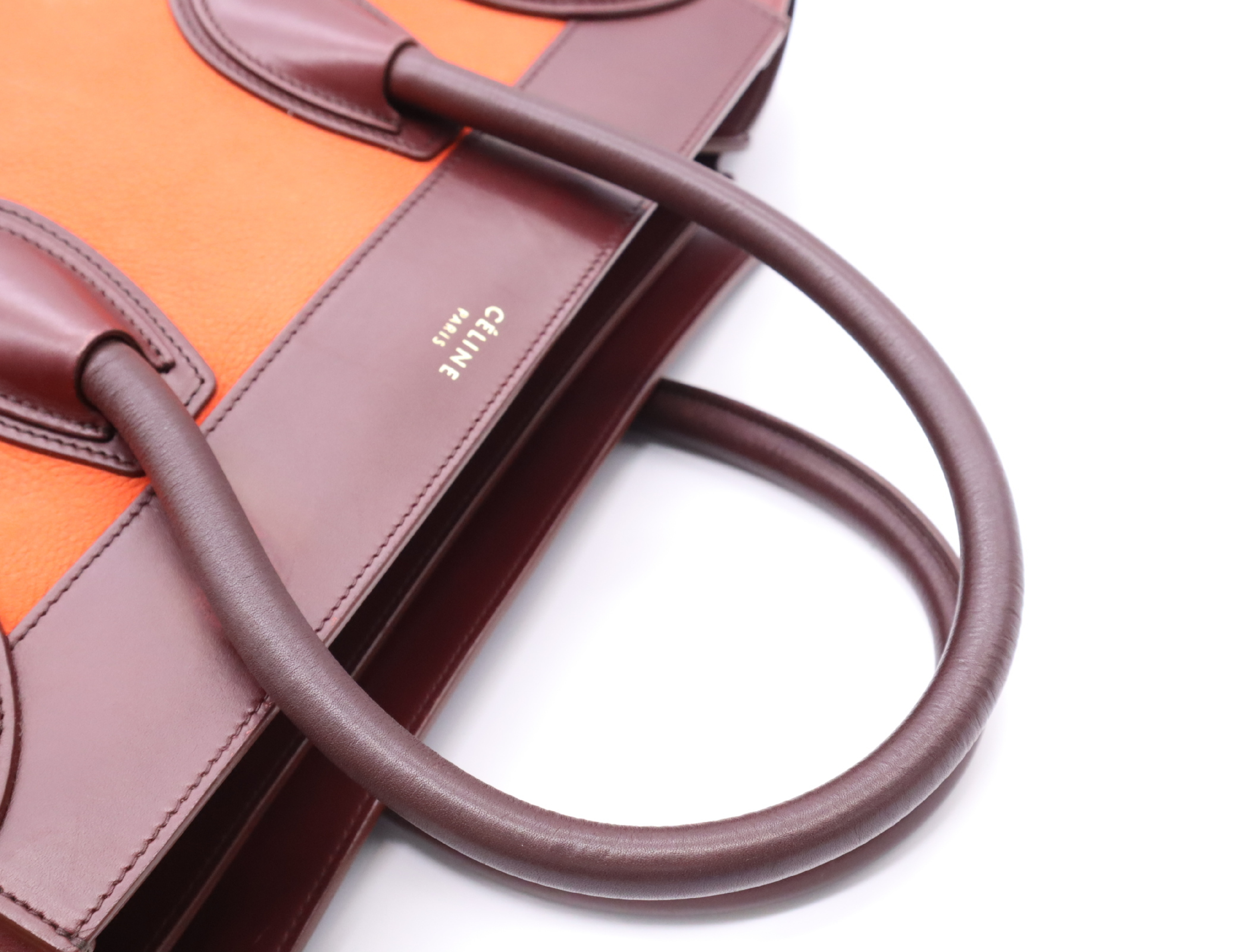 Leather Luggage Micro Shopper Tote Bag, Orange — view 12