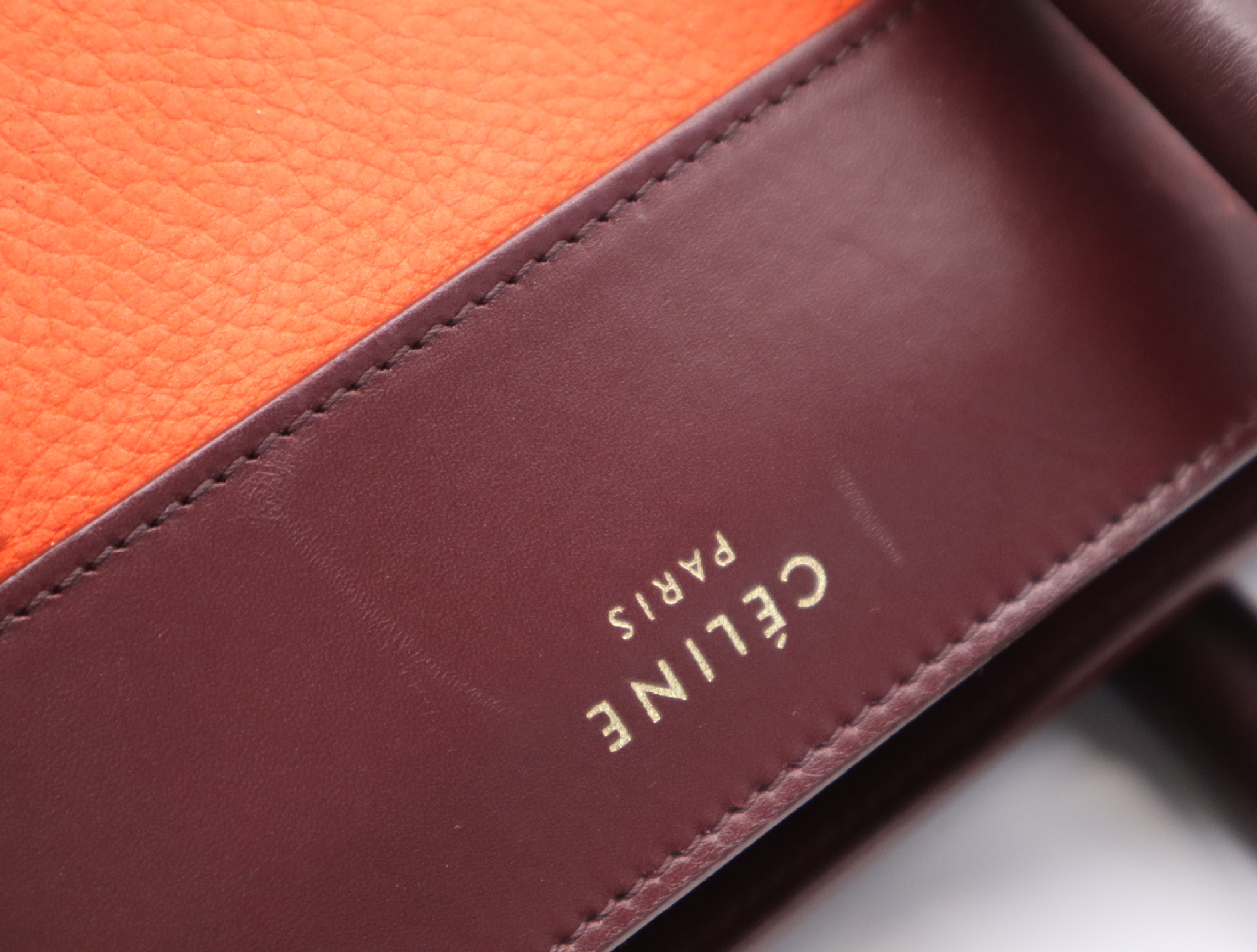 Leather Luggage Micro Shopper Tote Bag, Orange — view 14