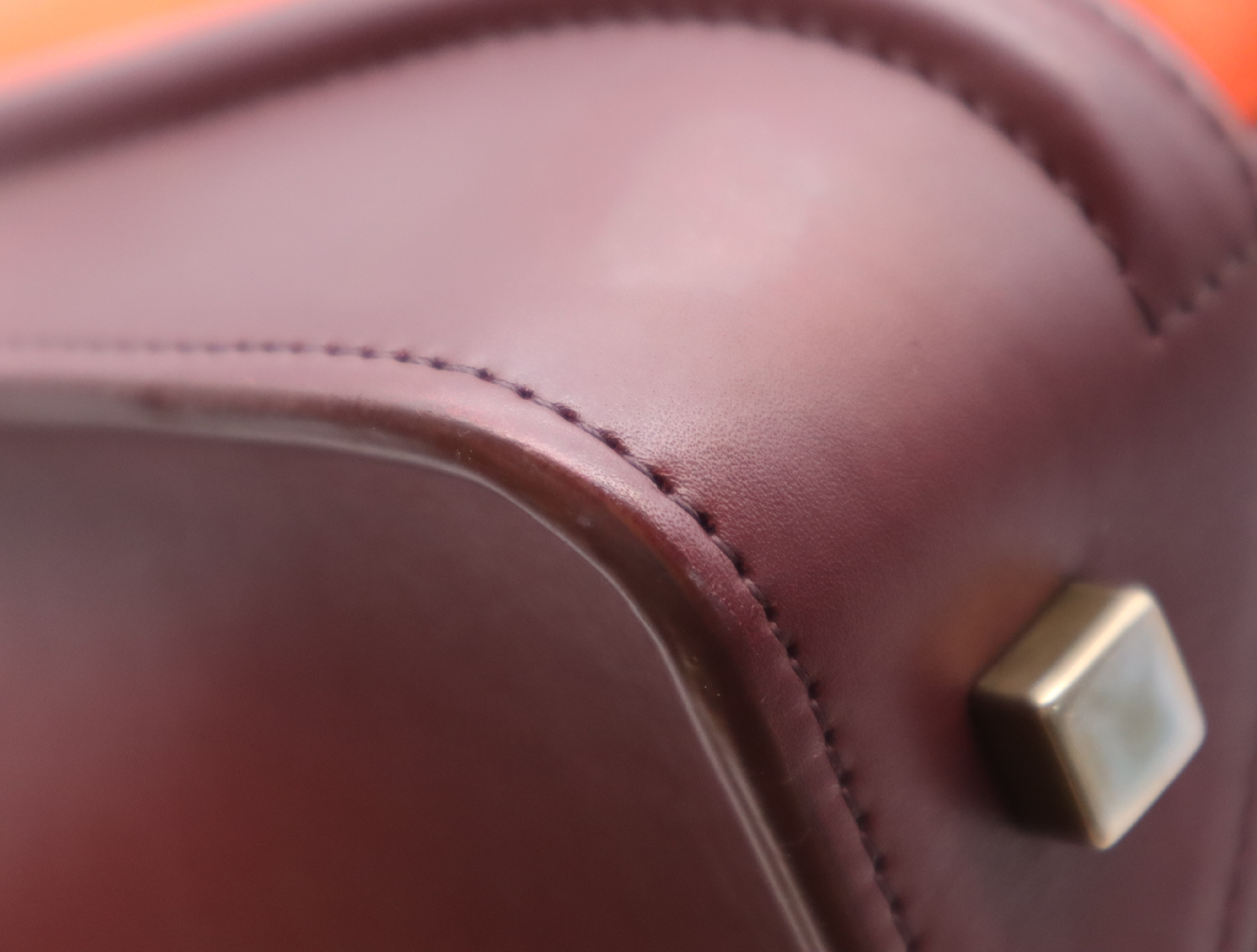 Leather Luggage Micro Shopper Tote Bag, Orange — view 6