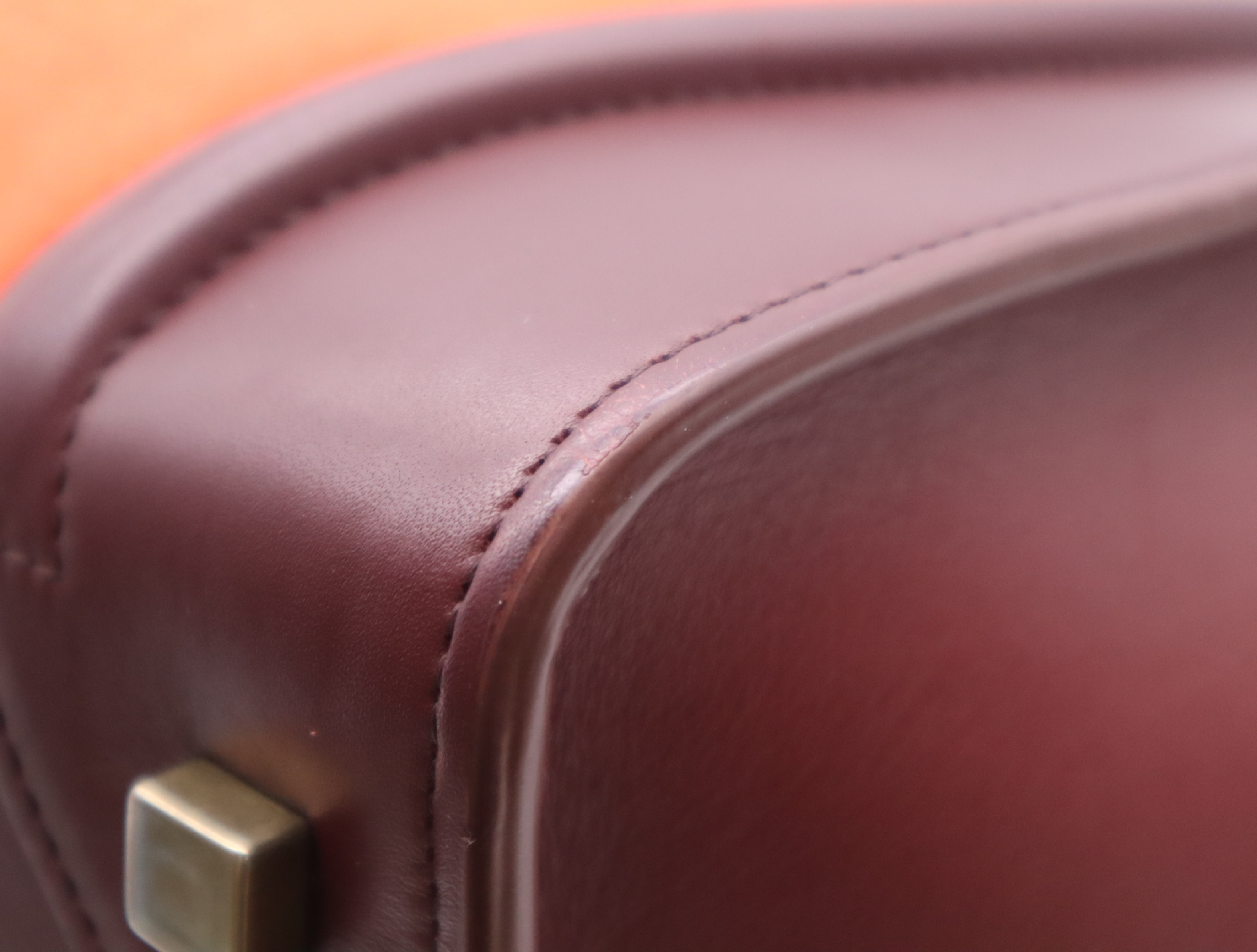 Leather Luggage Micro Shopper Tote Bag, Orange — view 7