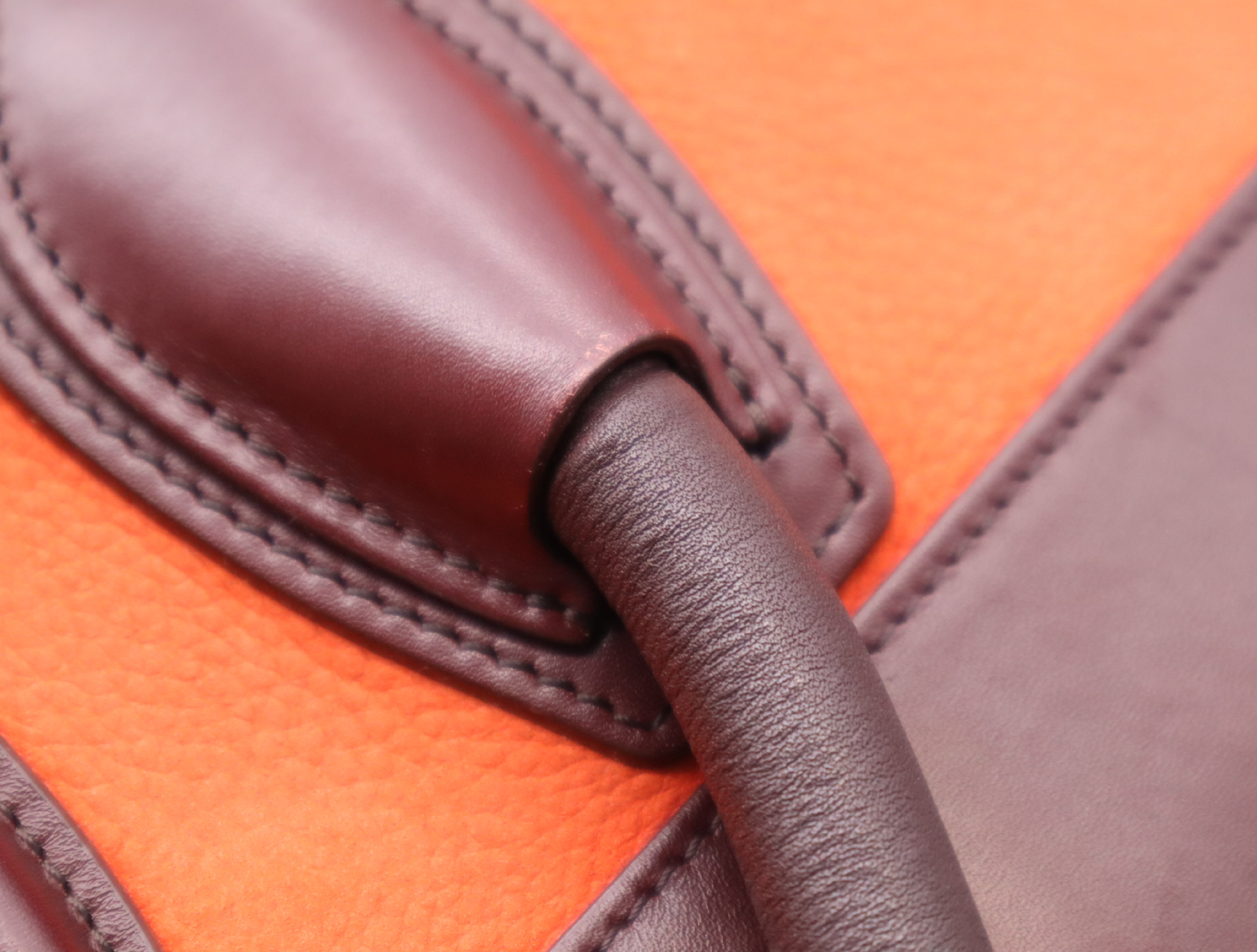 Leather Luggage Micro Shopper Tote Bag, Orange — view 9