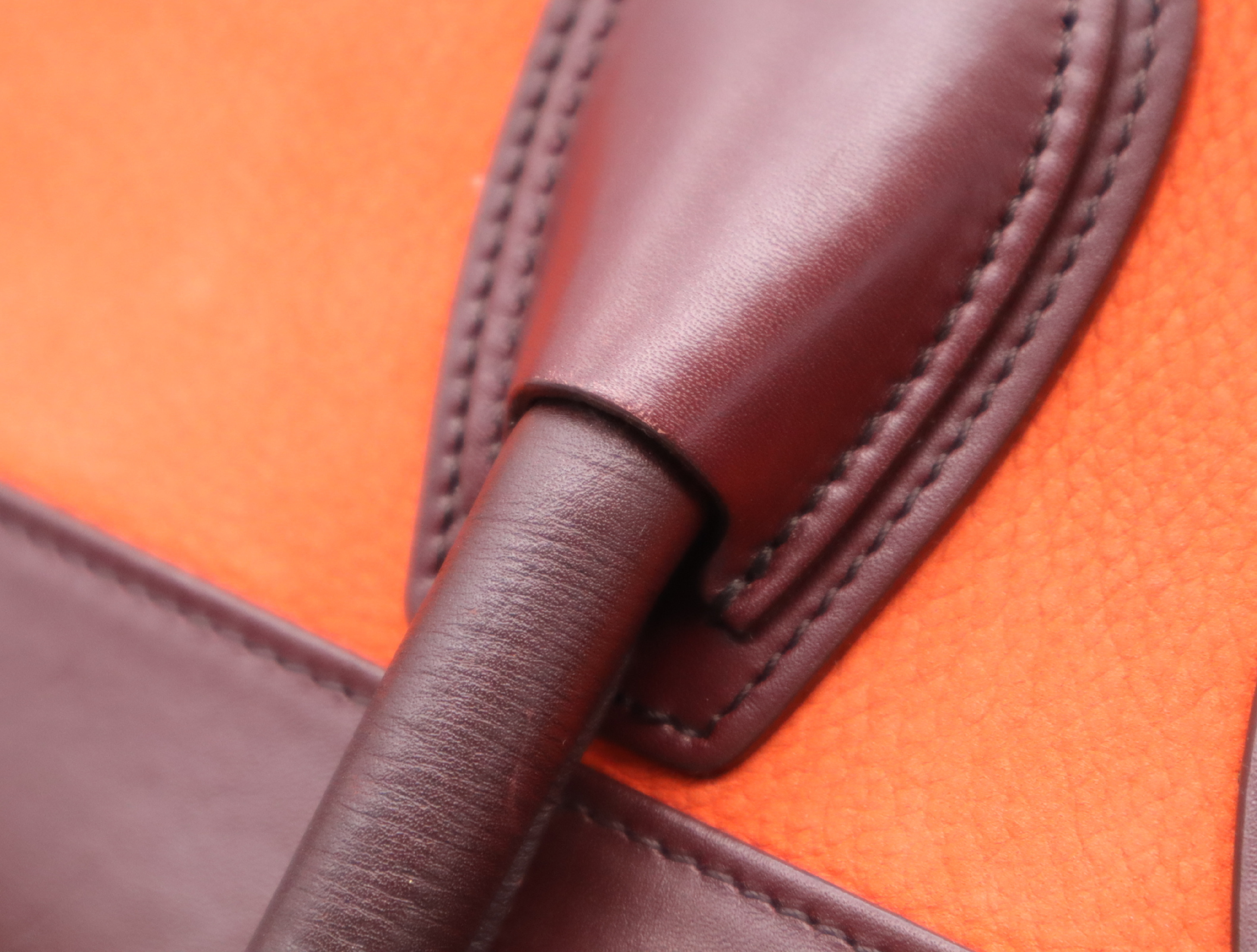 Leather Luggage Micro Shopper Tote Bag, Orange — view 10