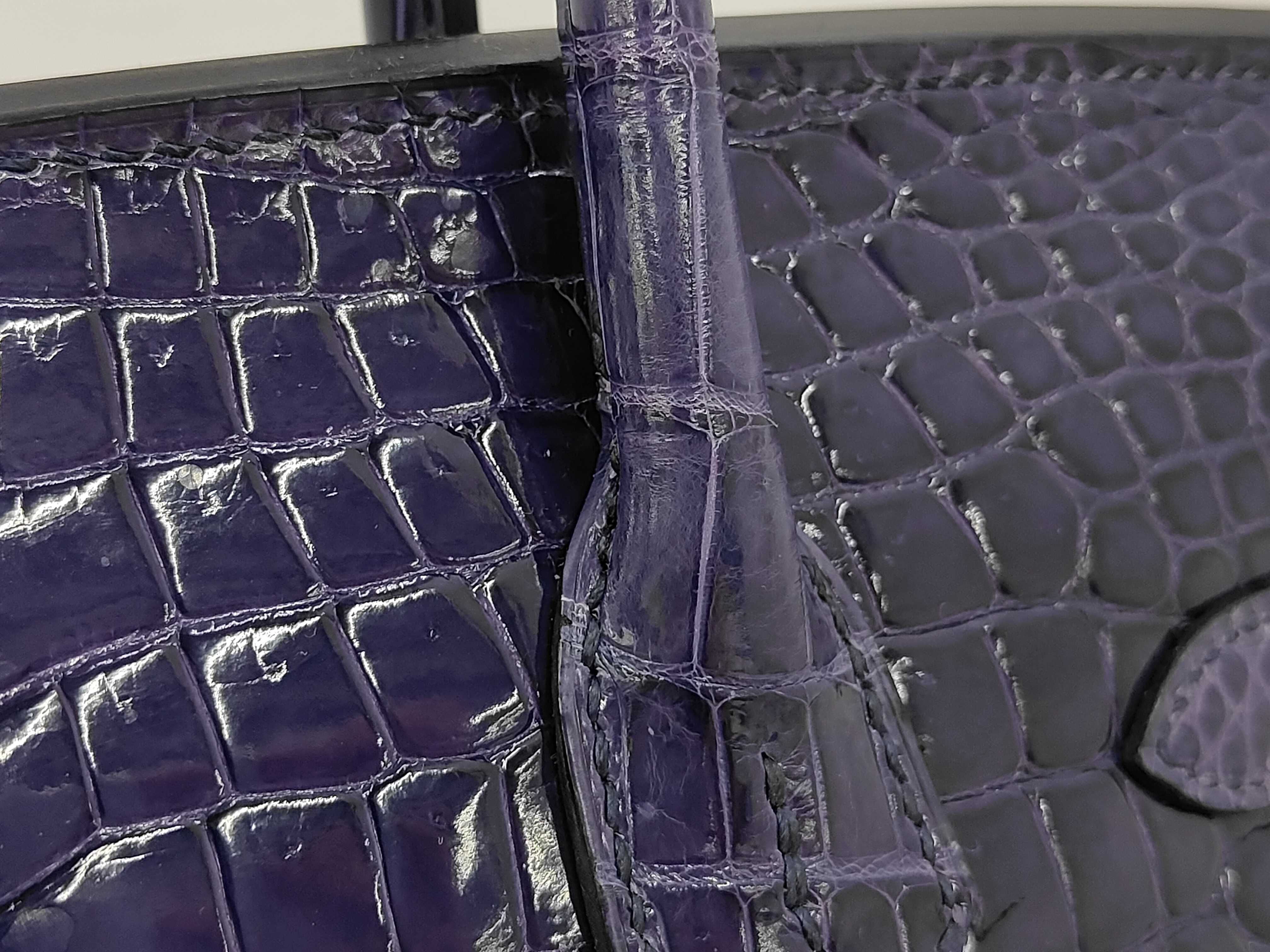 Birkin 30 Porosus Purple Handbag with Gold Hardware (Y stamp, 2020 model) — view 7