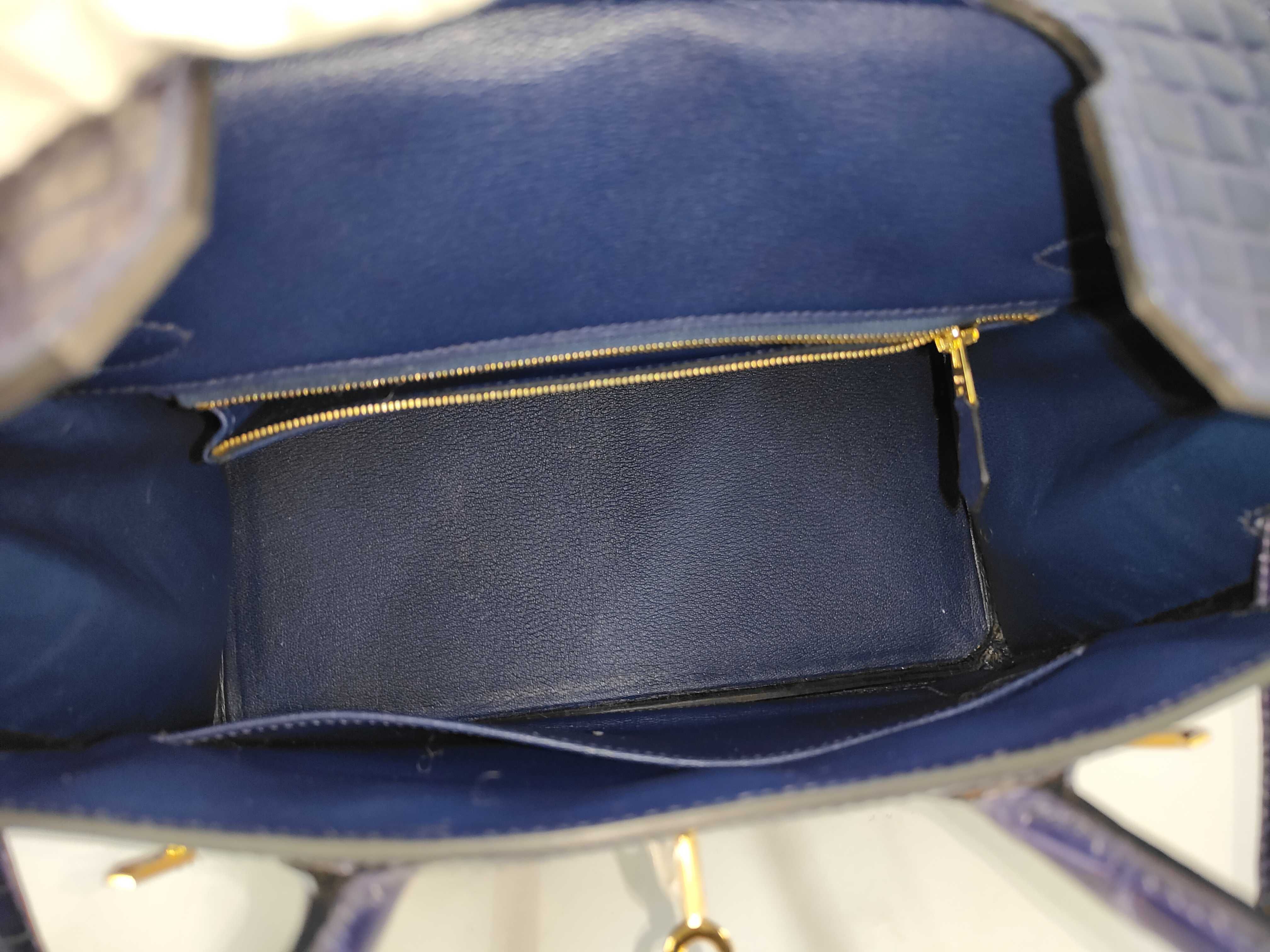 Birkin 30 Porosus Purple Handbag with Gold Hardware (Y stamp, 2020 model) — view 10