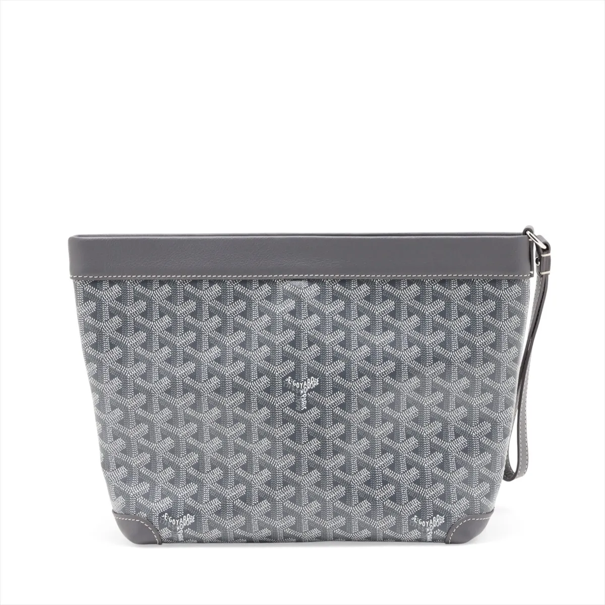 Conti PVC x Leather Clutch Bag, Gray — view 2