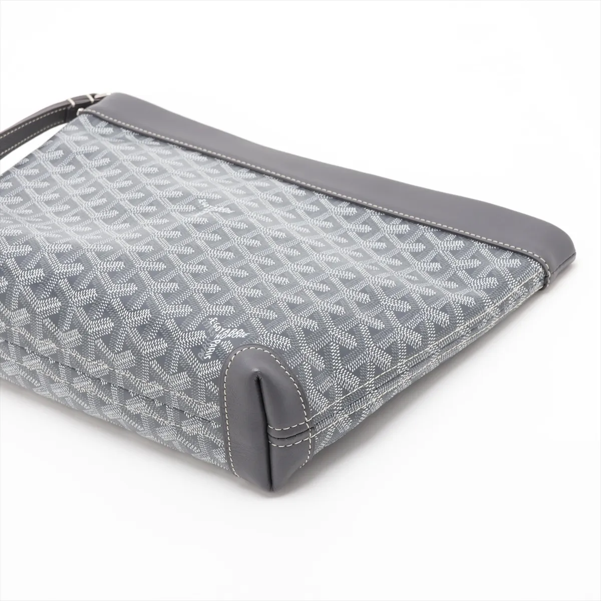 Conti PVC x Leather Clutch Bag, Gray — view 3