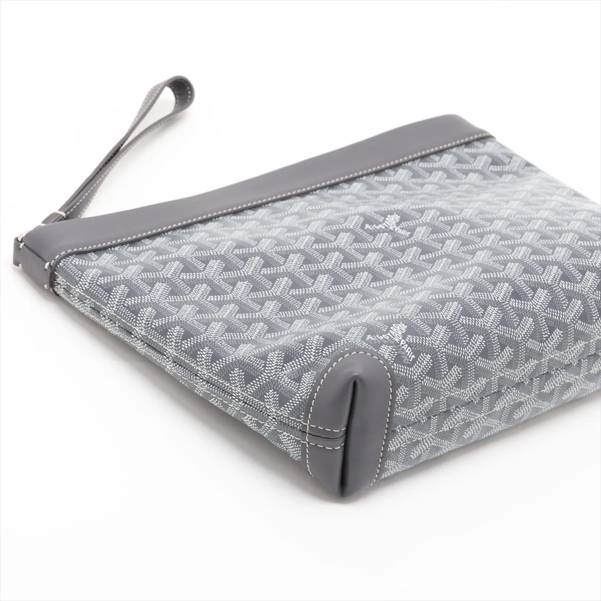 Conti PVC x Leather Clutch Bag, Gray — view 4